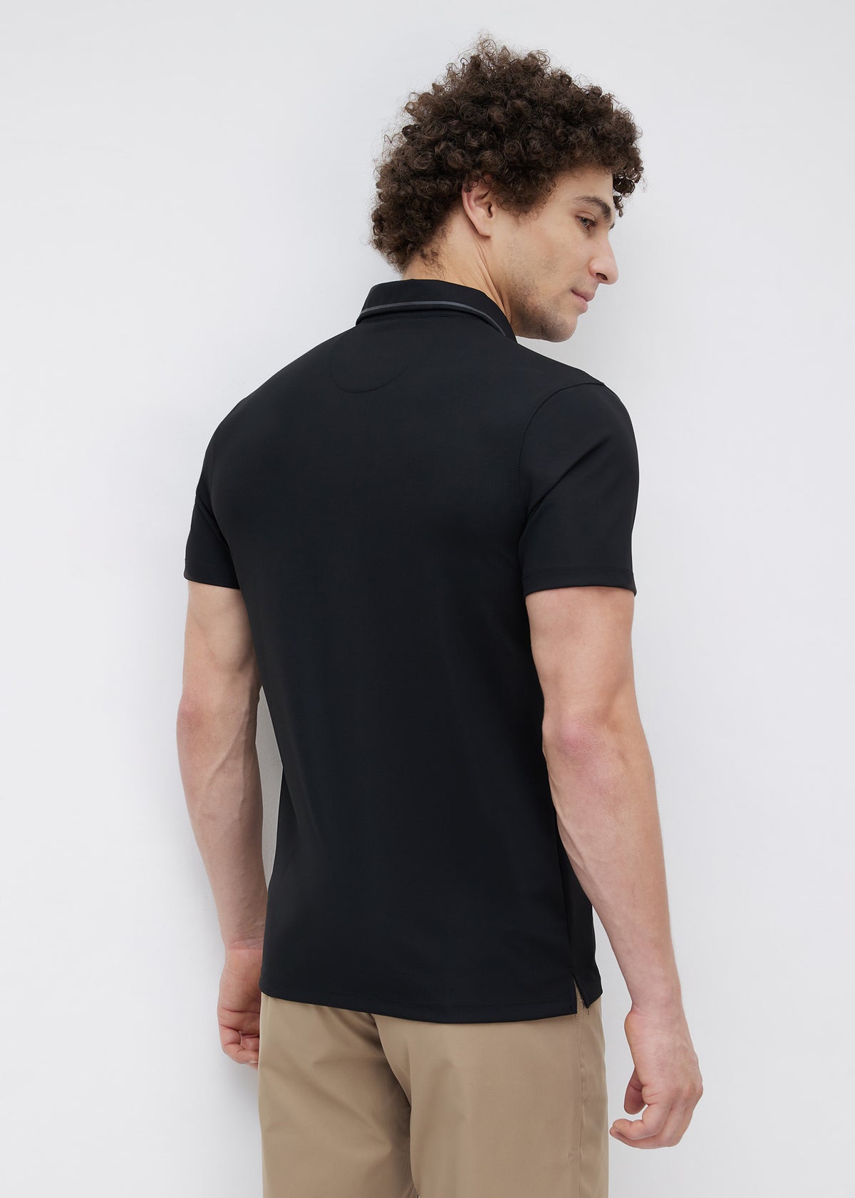 Mullet Half Sleeve Polo: Black