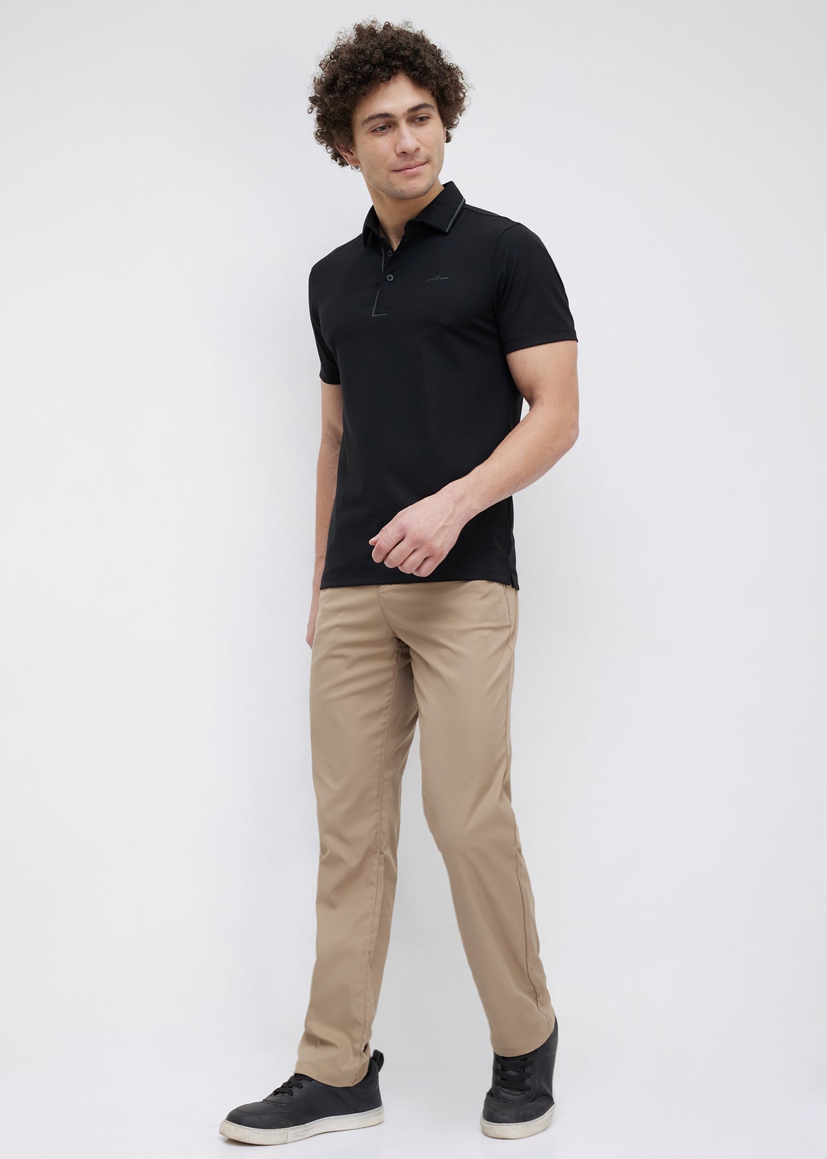 Mullet Half Sleeve Polo: Black