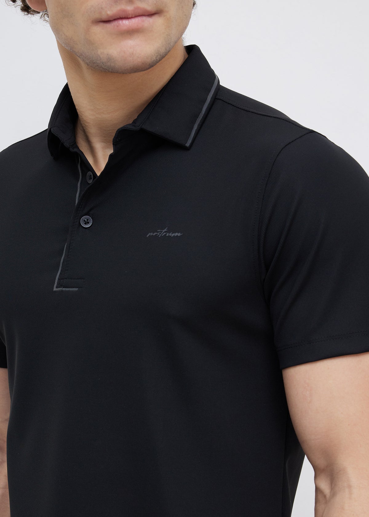 Mullet Half Sleeve Polo: Black
