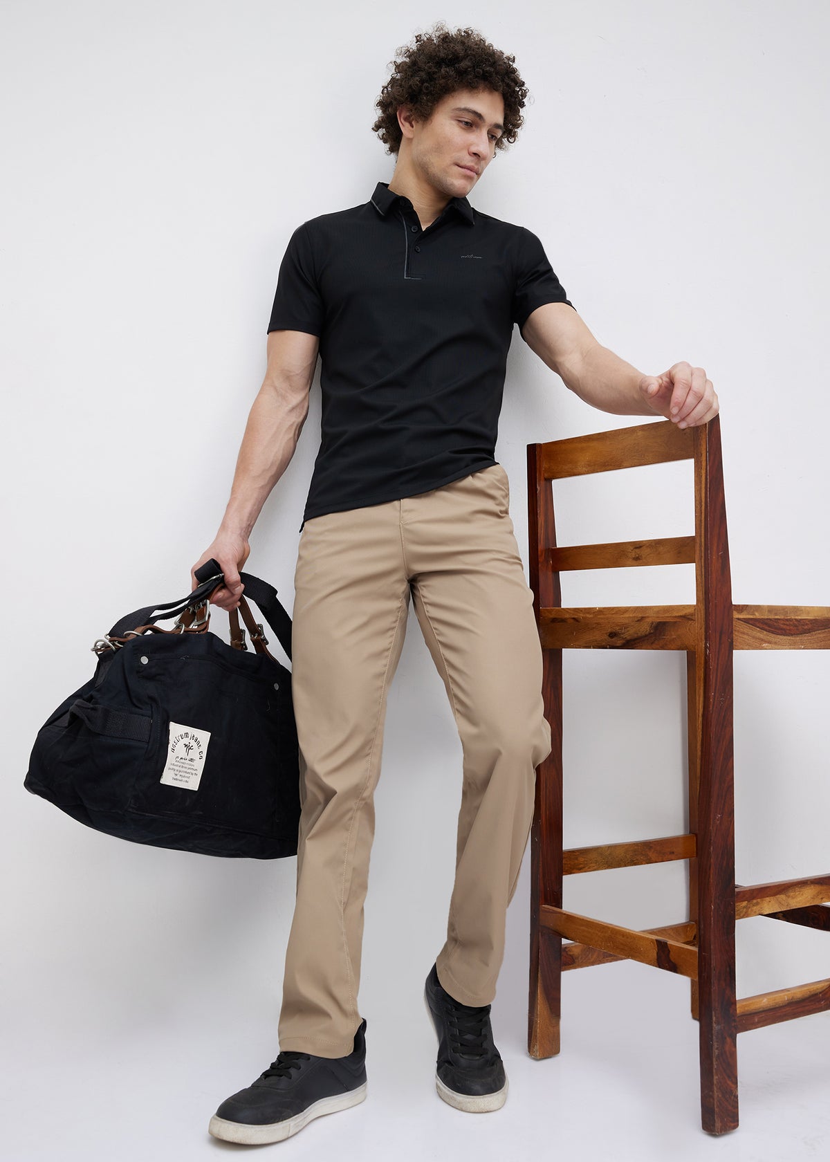 Mullet Half Sleeve Polo: Black