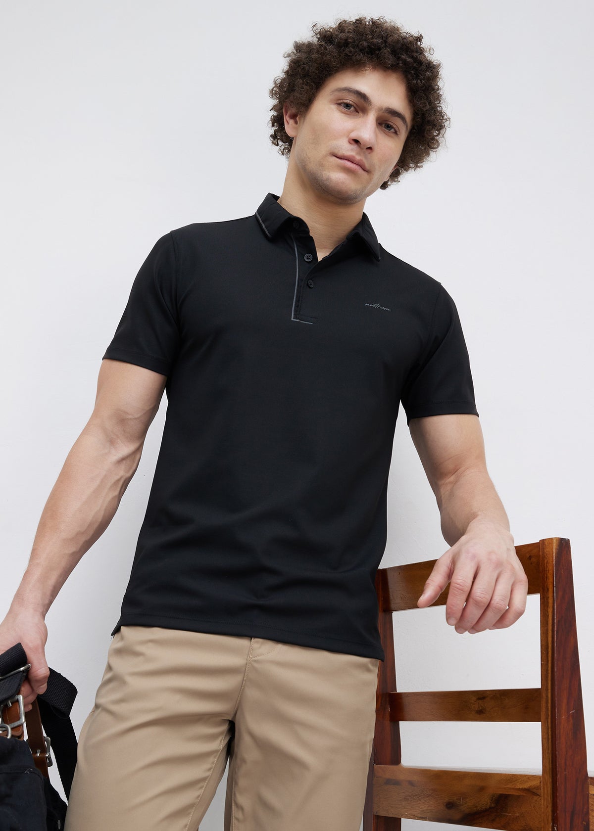 Mullet Half Sleeve Polo: Black