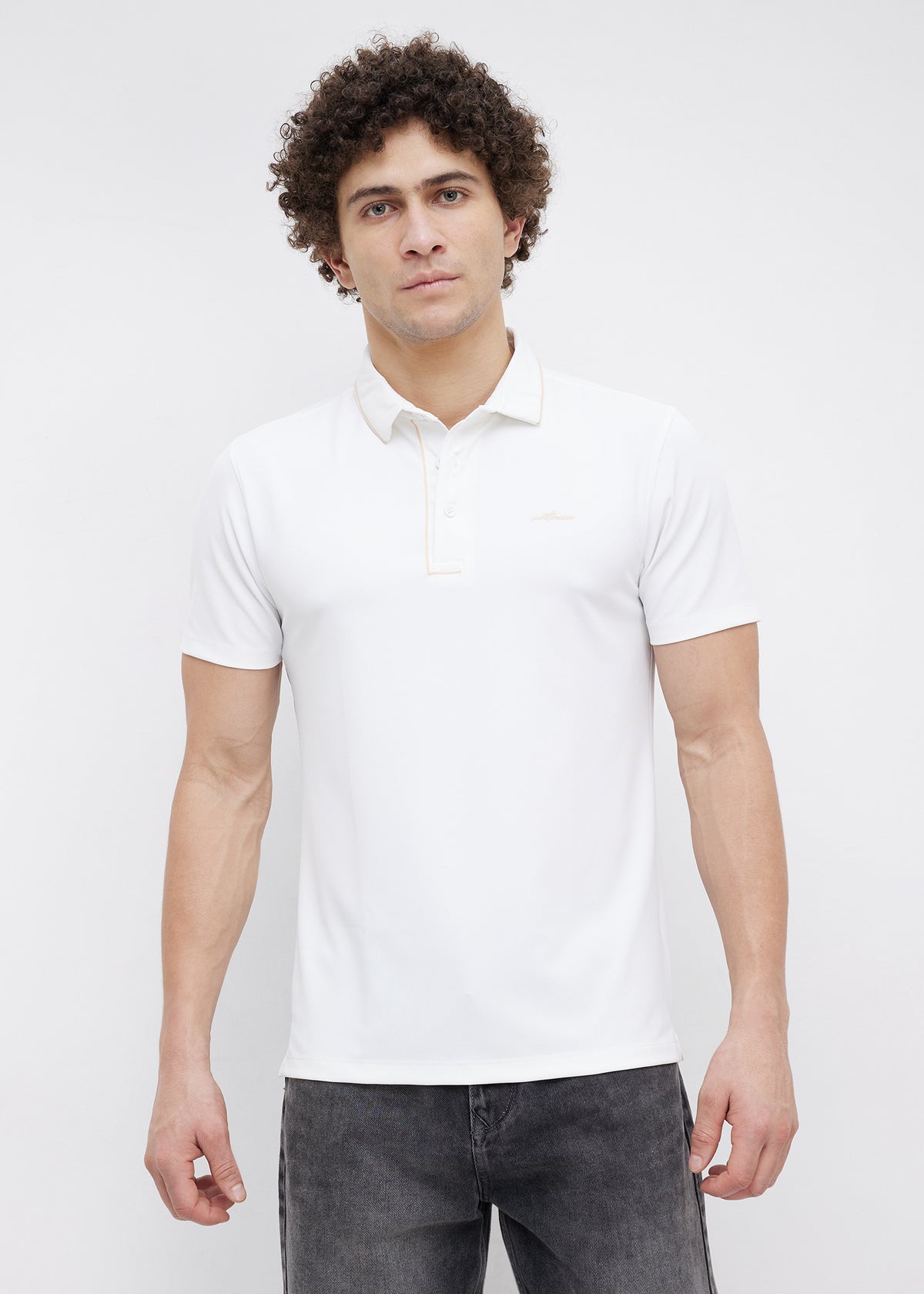 Mullet Half Sleeve Polo: White