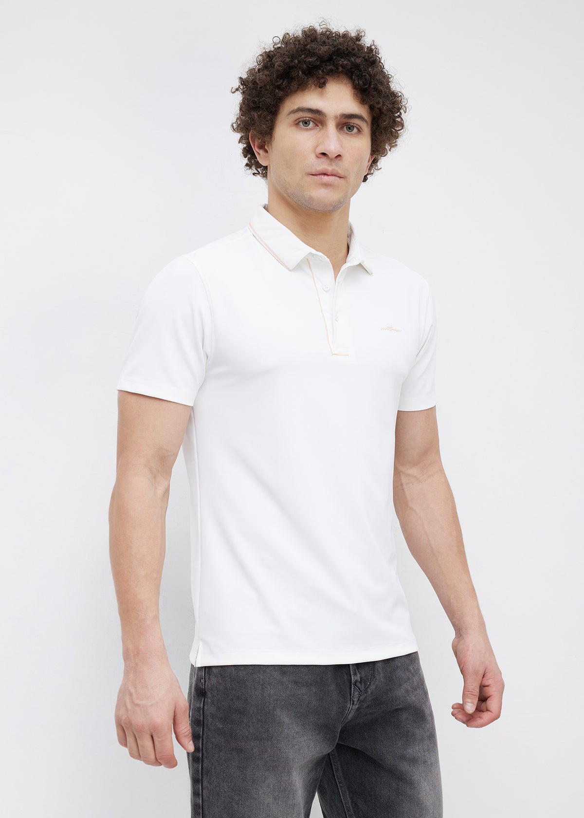 Mullet Half Sleeve Polo: White