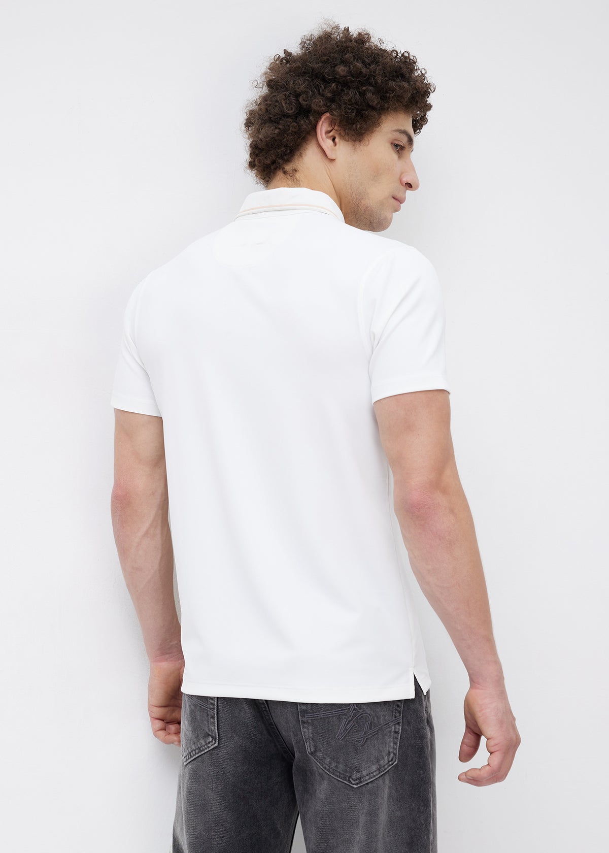 Mullet Half Sleeve Polo: White