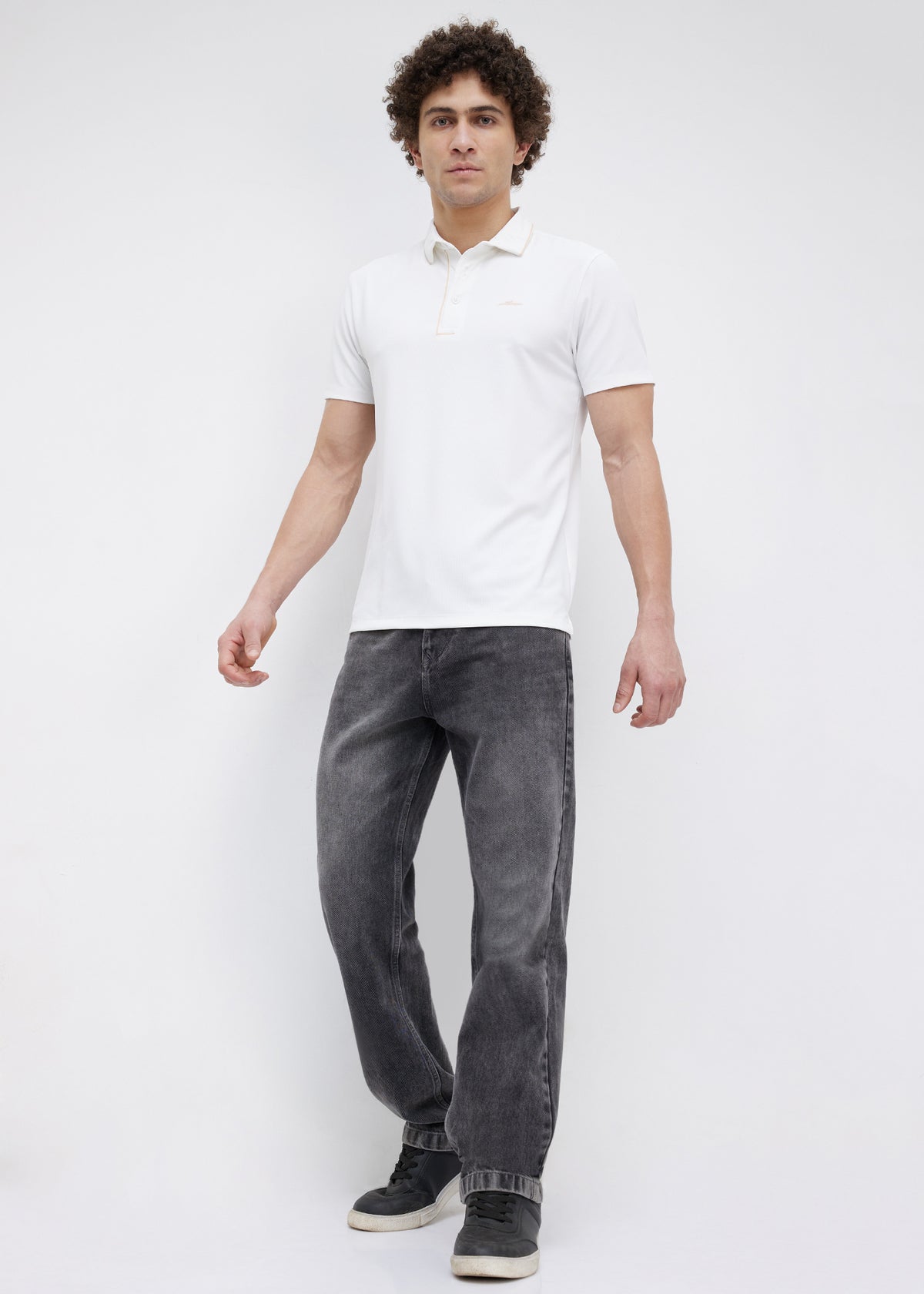Mullet Half Sleeve Polo: White