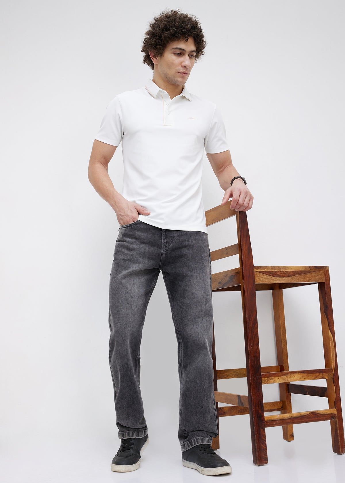 Mullet Half Sleeve Polo: White