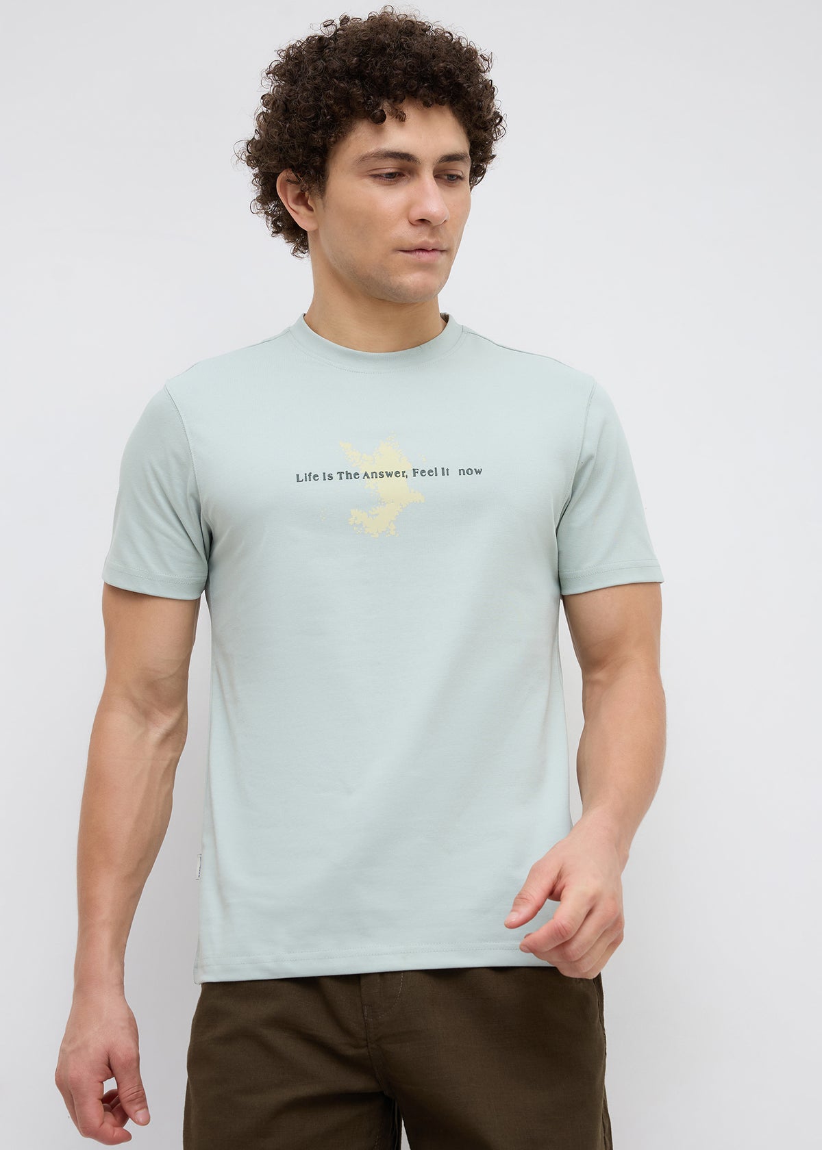 Matrix Half Sleeve Graphic T-Shirt: S.Green