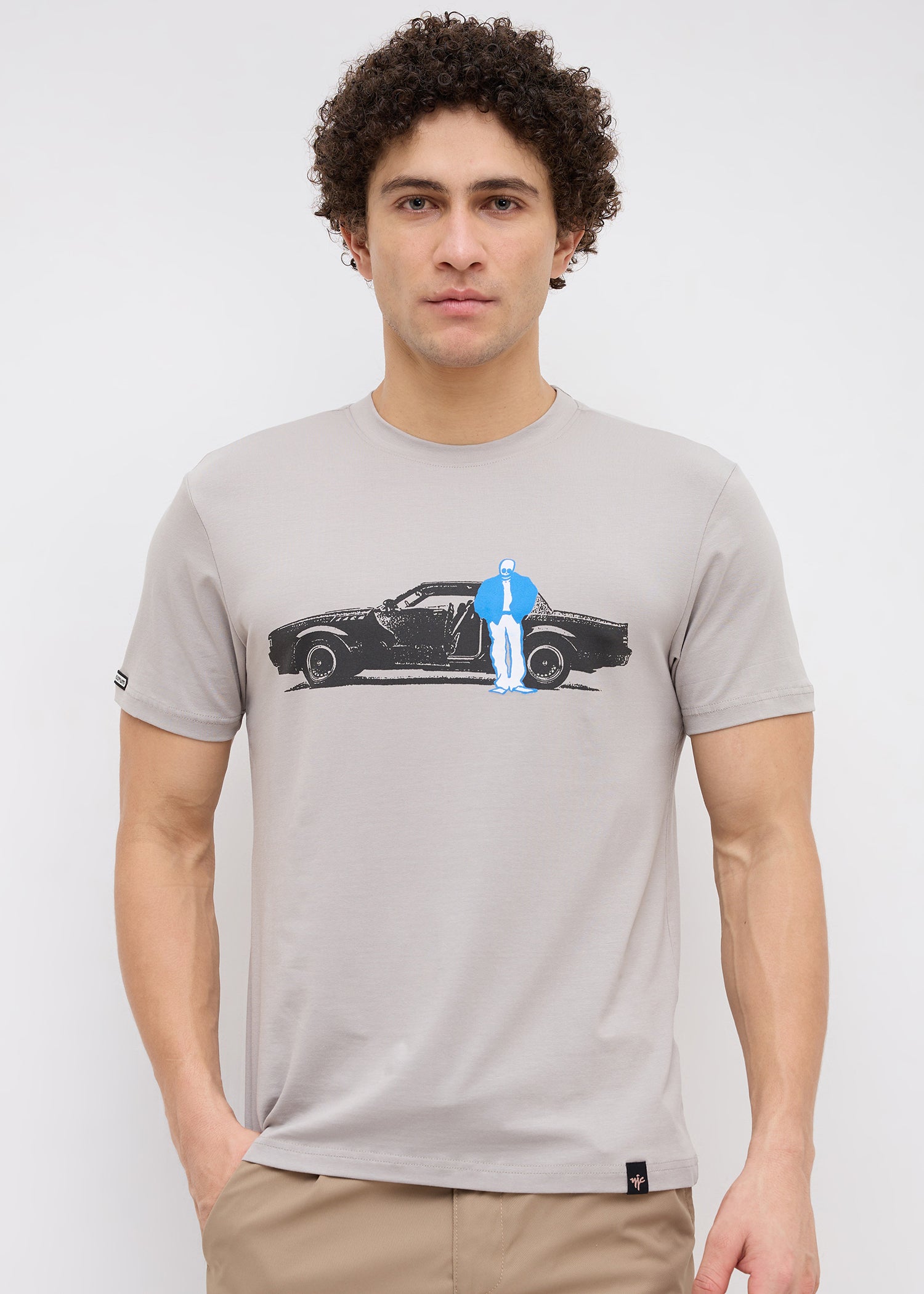 Calico Half Sleeve Graphic T-Shirt: Beige