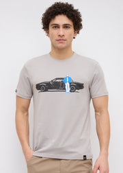 Calico Half Sleeve Graphic T-Shirt: Beige