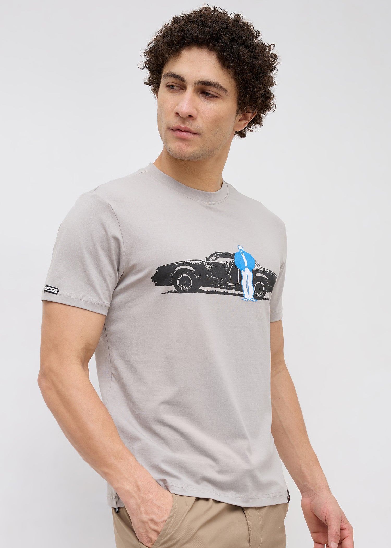 Calico Half Sleeve Graphic T-Shirt: Beige