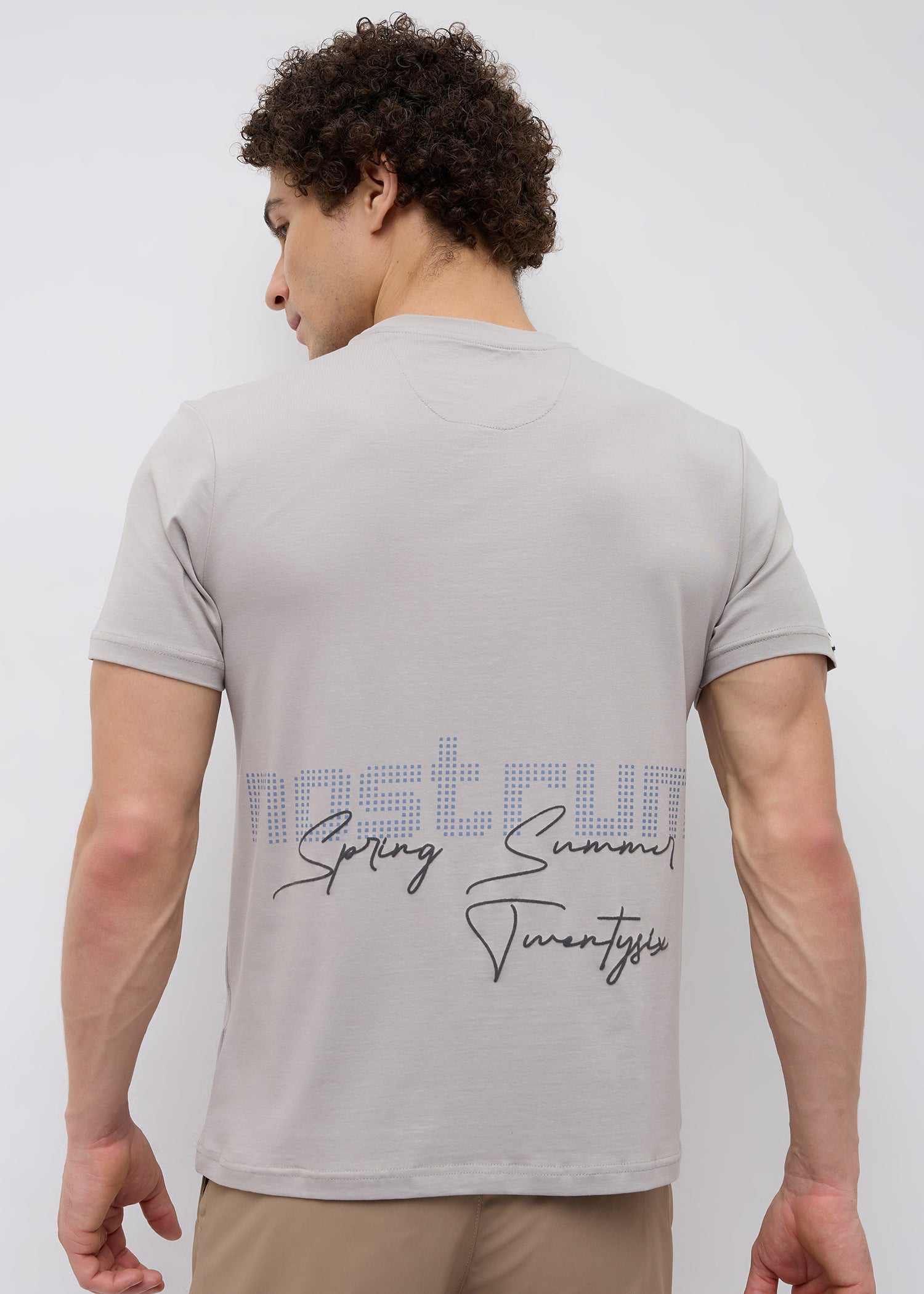 Calico Half Sleeve Graphic T-Shirt: Beige