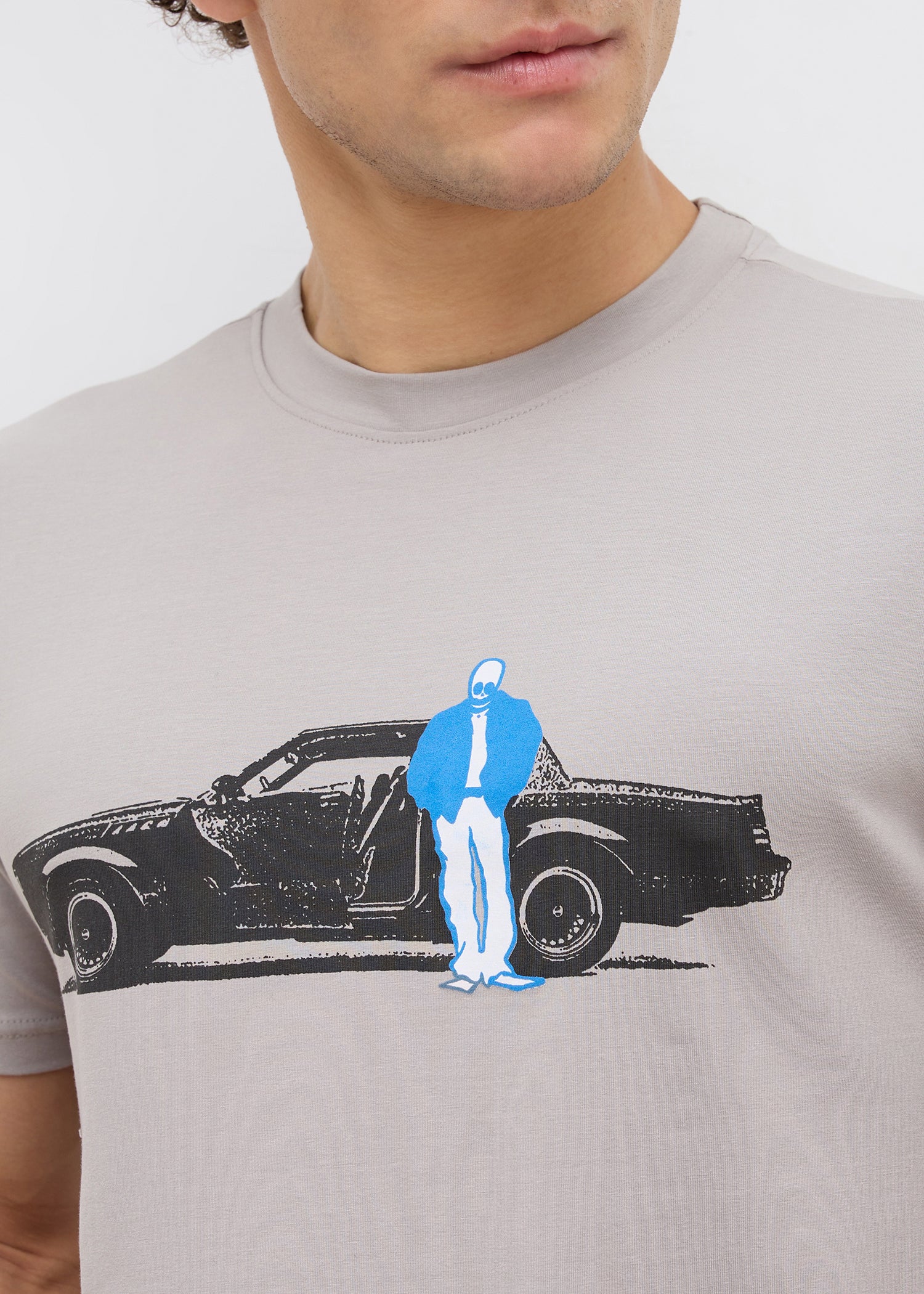 Calico Half Sleeve Graphic T-Shirt: Beige