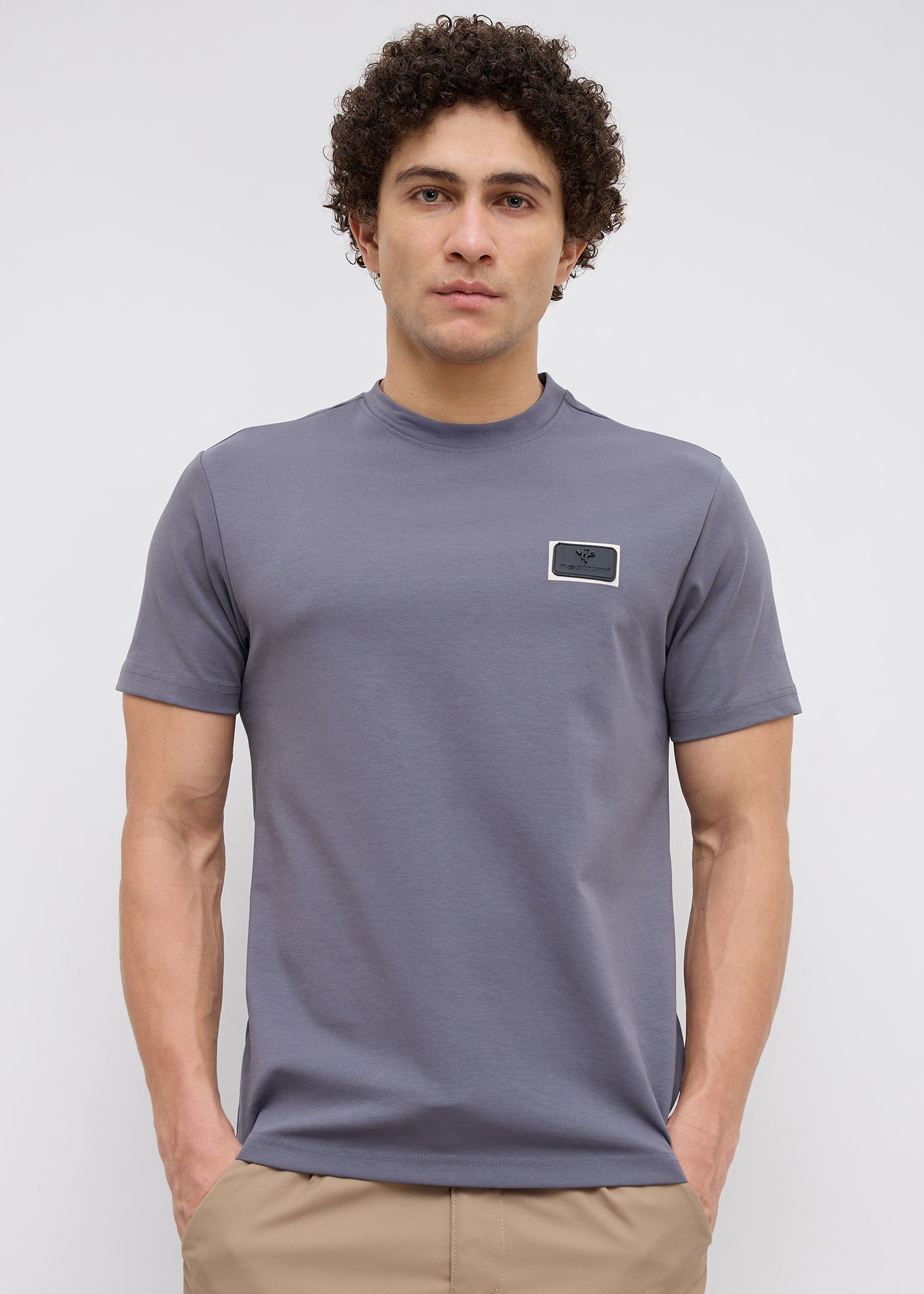 Unped Signature Stripe Detail T-Shirt: Charcoal