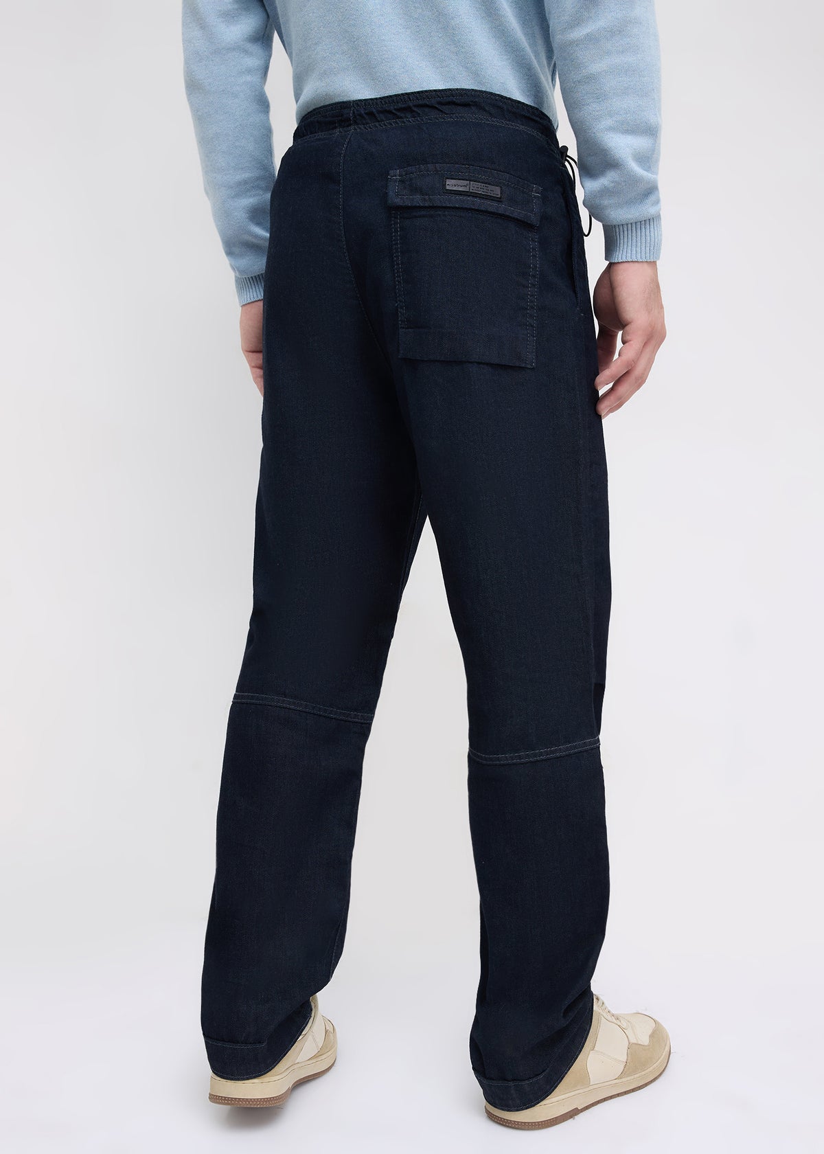 Matola Drawcord Panelled Jeans: Navy