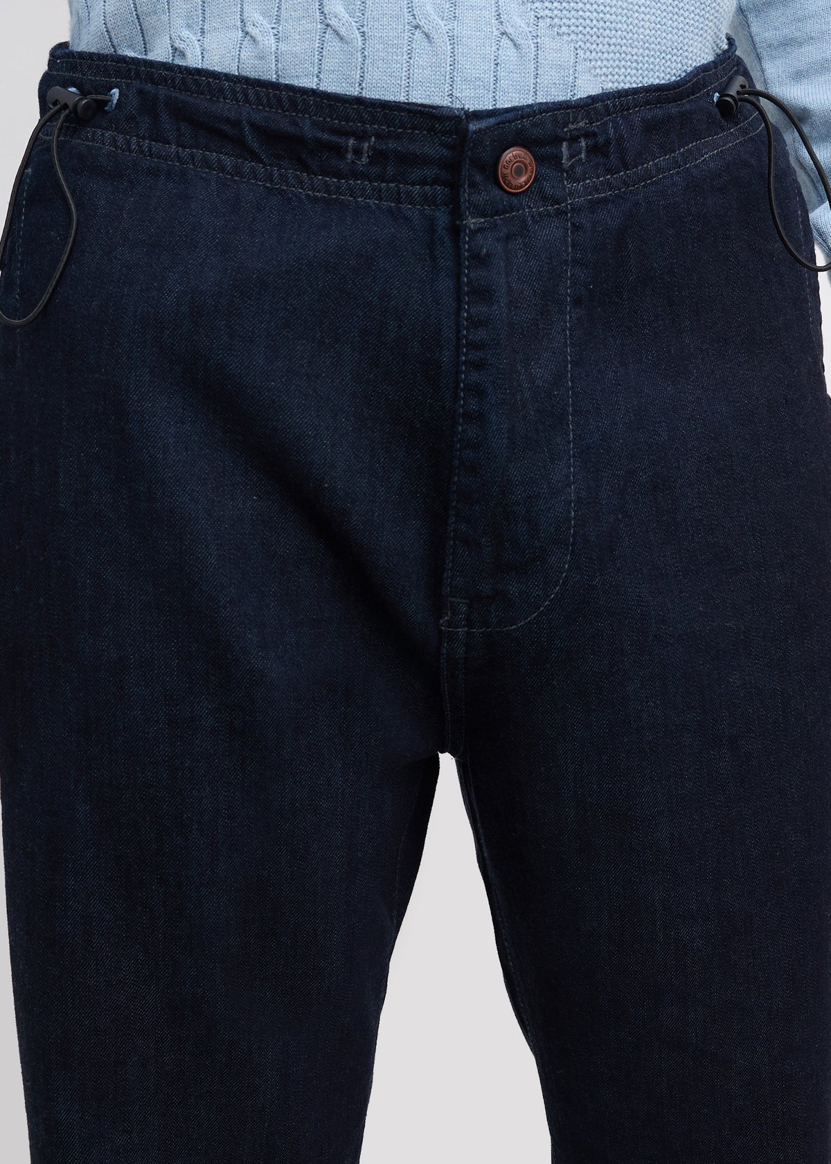 Matola Drawcord Panelled Jeans: Navy