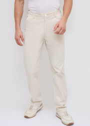 Banked Cotton Trouser: Beige