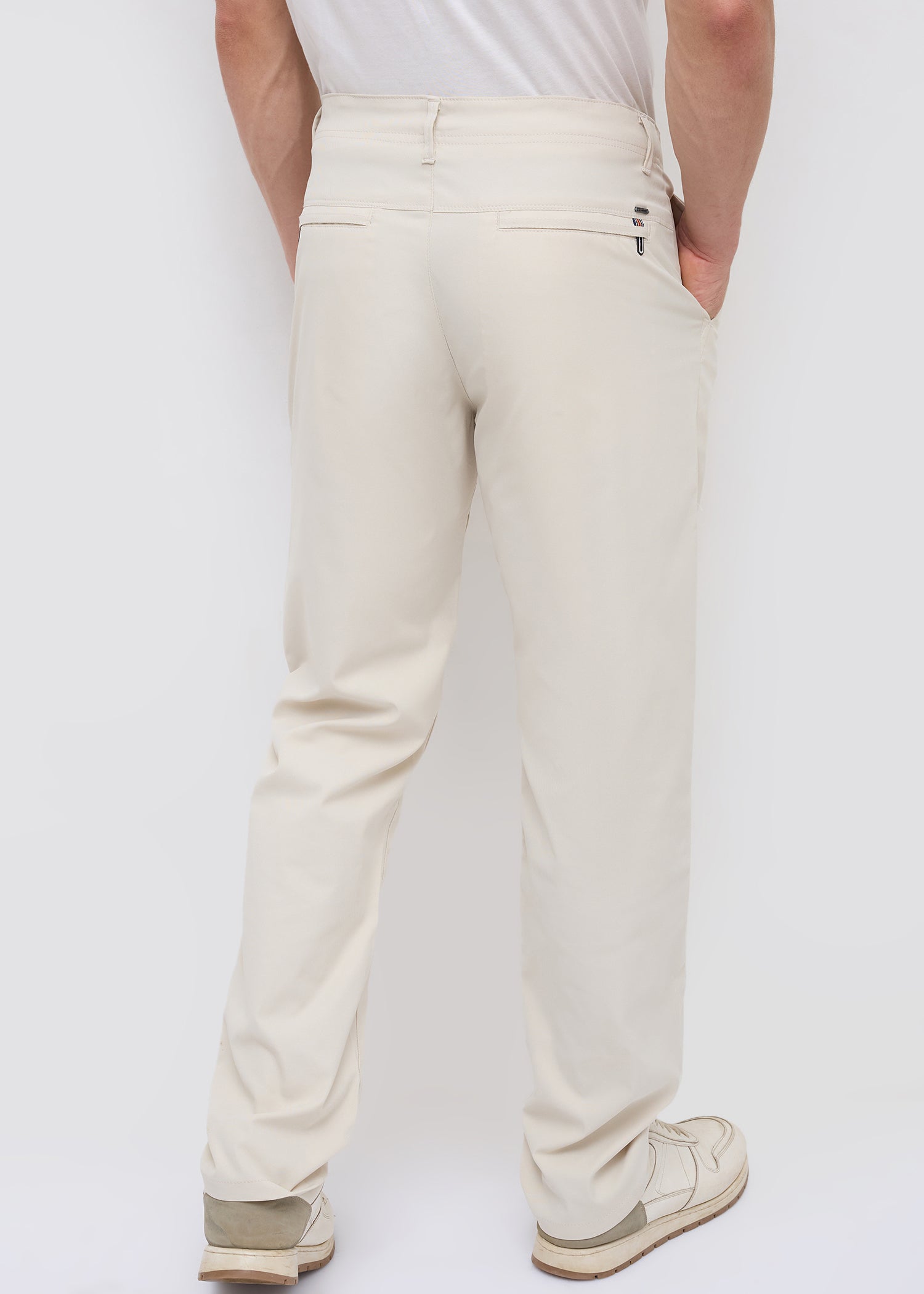 Banked Cotton Trouser: Beige