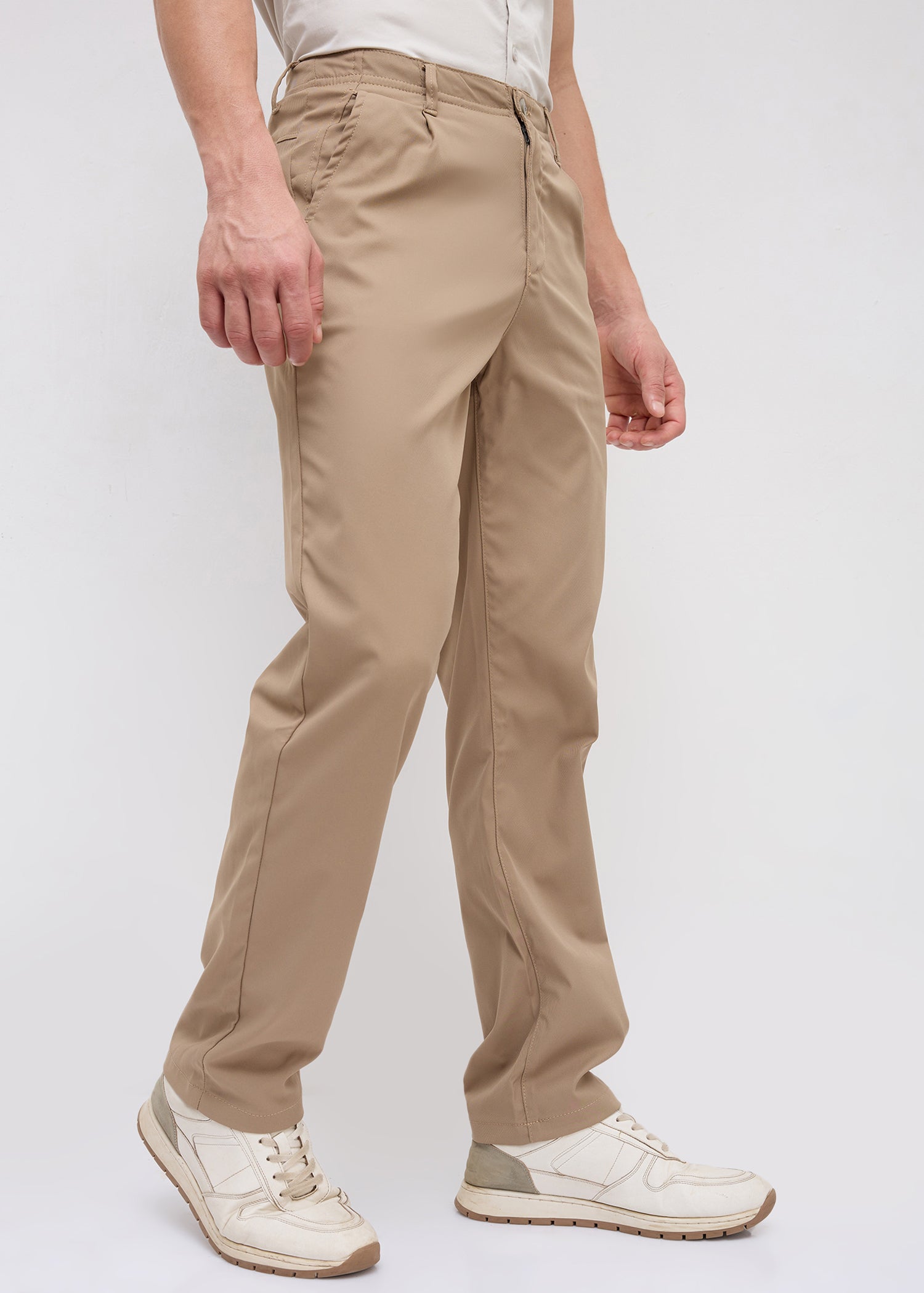 Banked Cotton Trouser: Khaki
