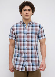 Moonbow Checked Half Sleeve Shirt: Airforce Blue