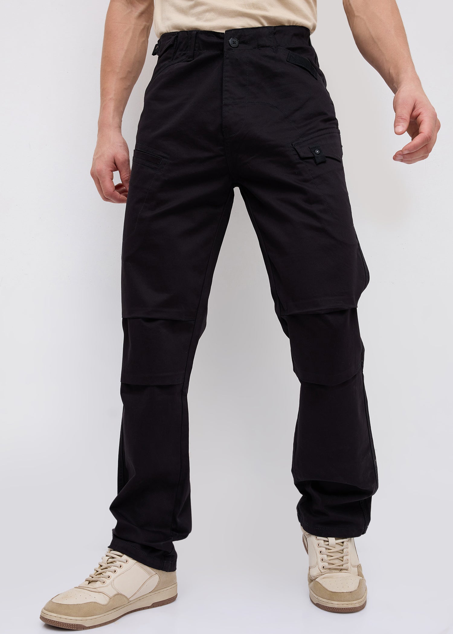 Foya Polycotton Cargo: Black