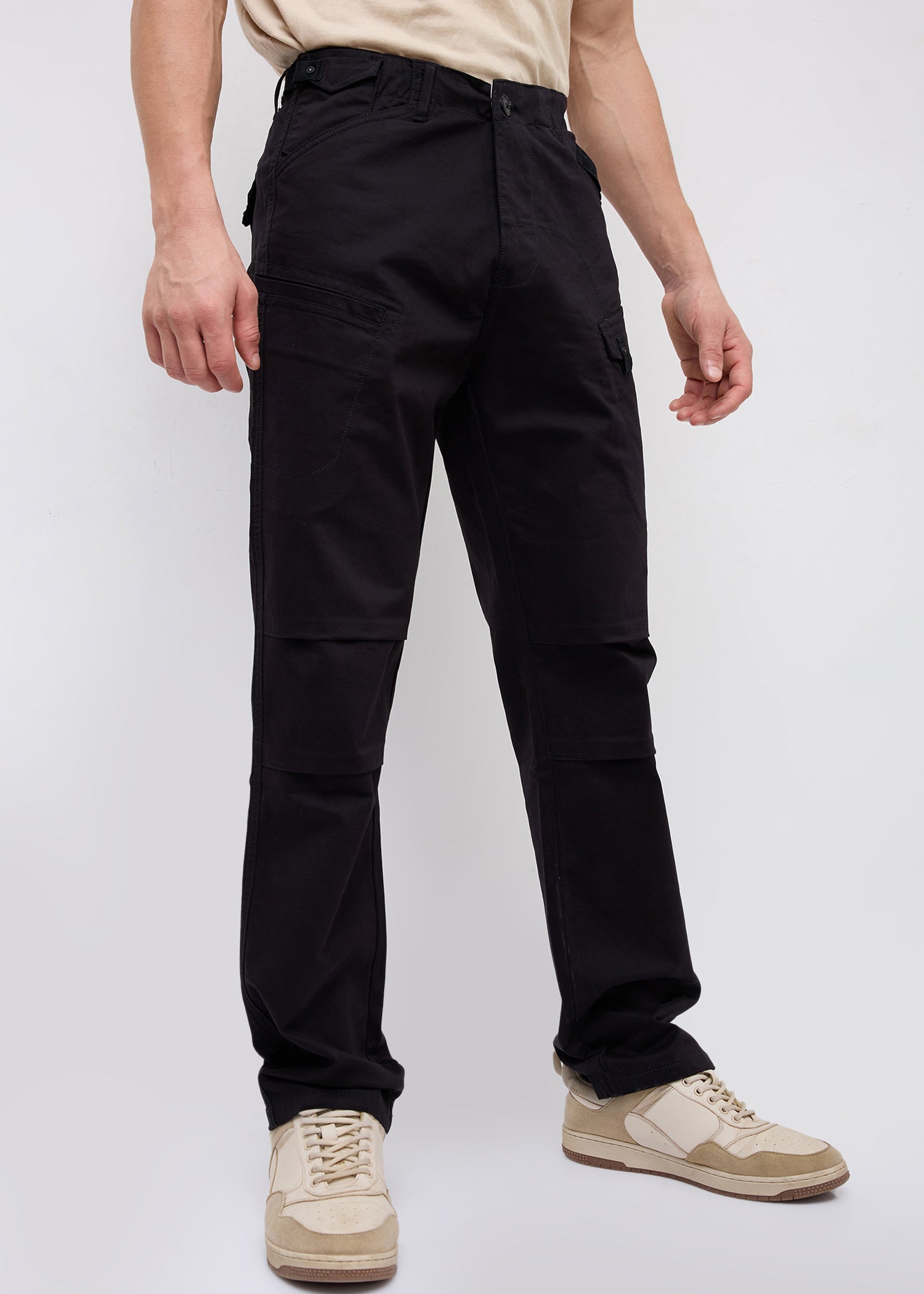 Foya Polycotton Cargo: Black