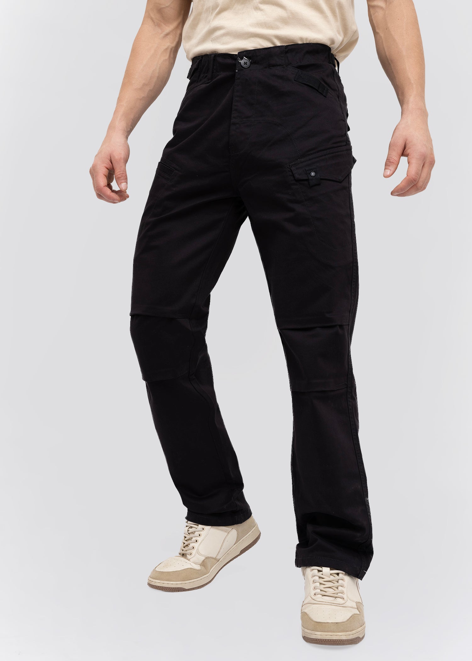 Foya Polycotton Cargo: Black