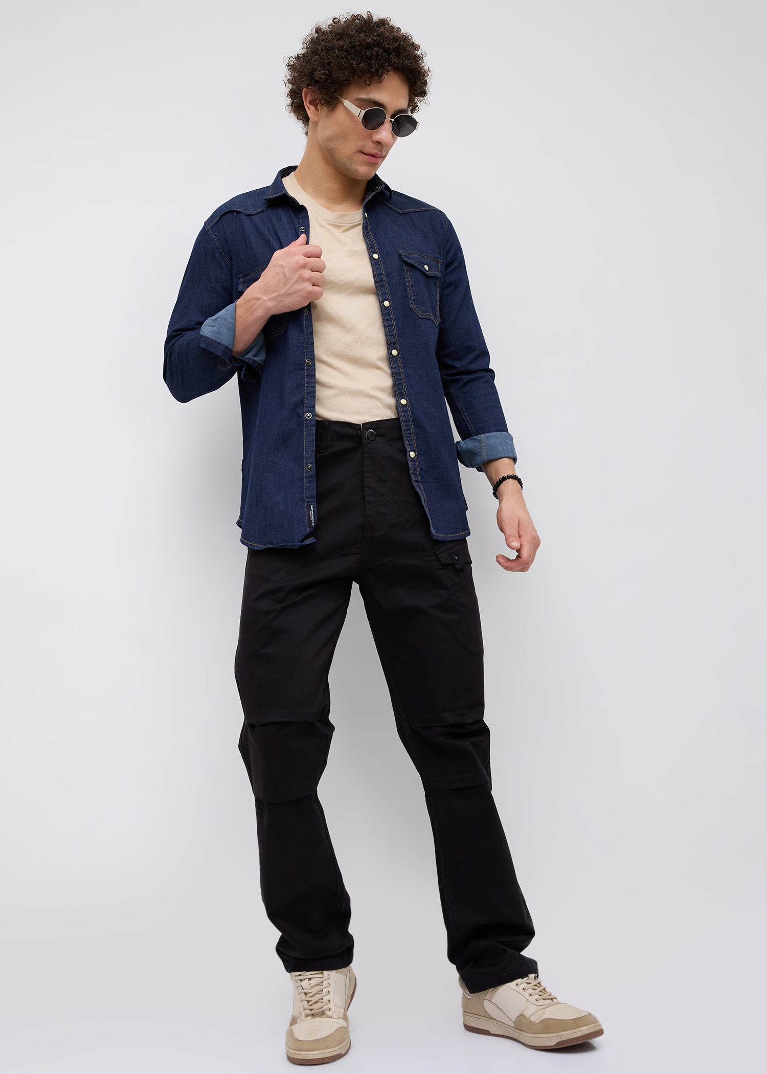 Foya Polycotton Cargo: Black