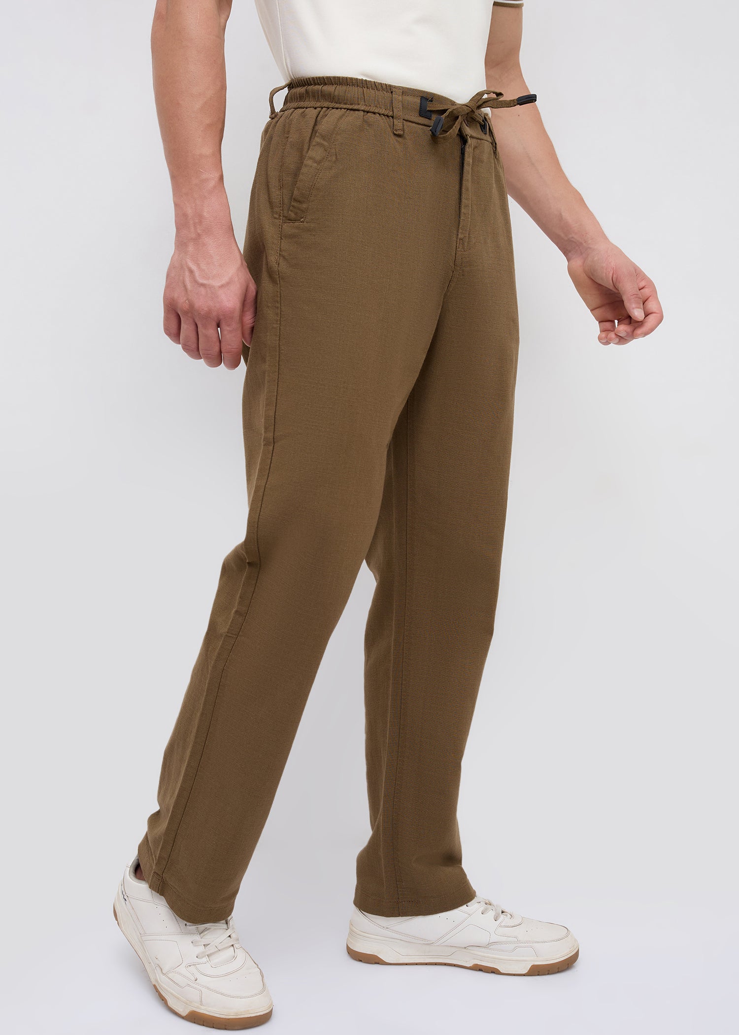 Malcom Linen Baggy Lower: Coffee