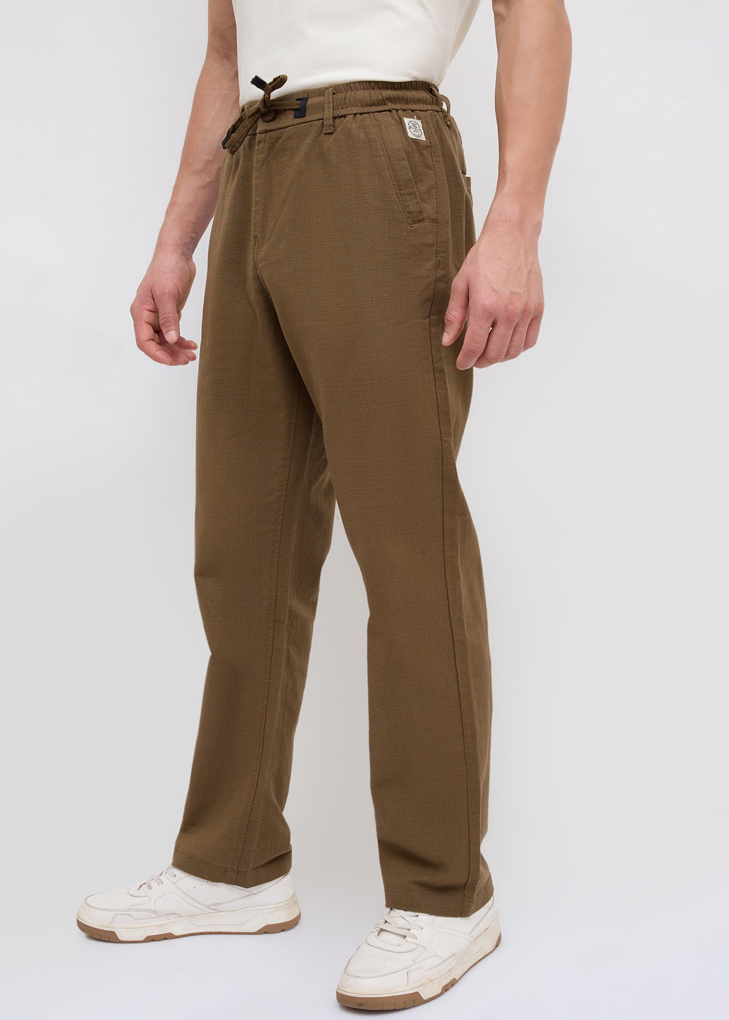 Malcom Linen Baggy Lower: Coffee