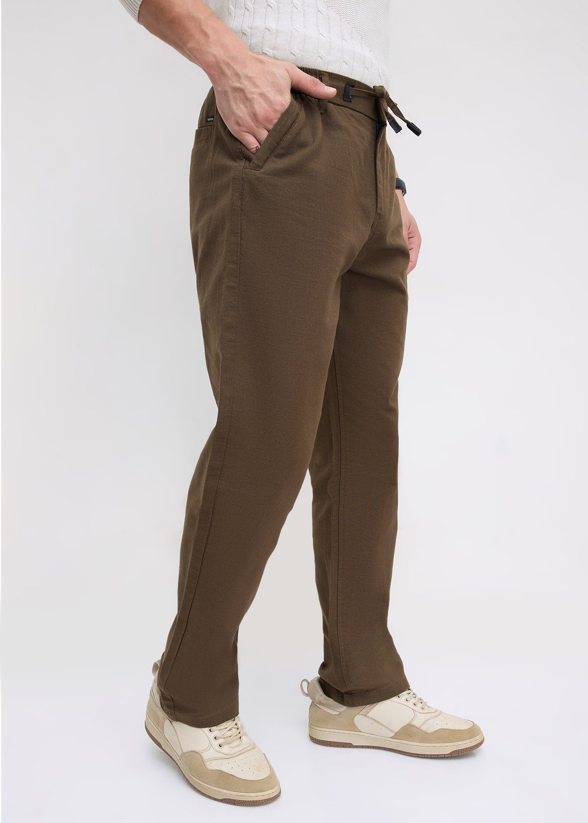 Malcom Linen Baggy Trouser: Wood