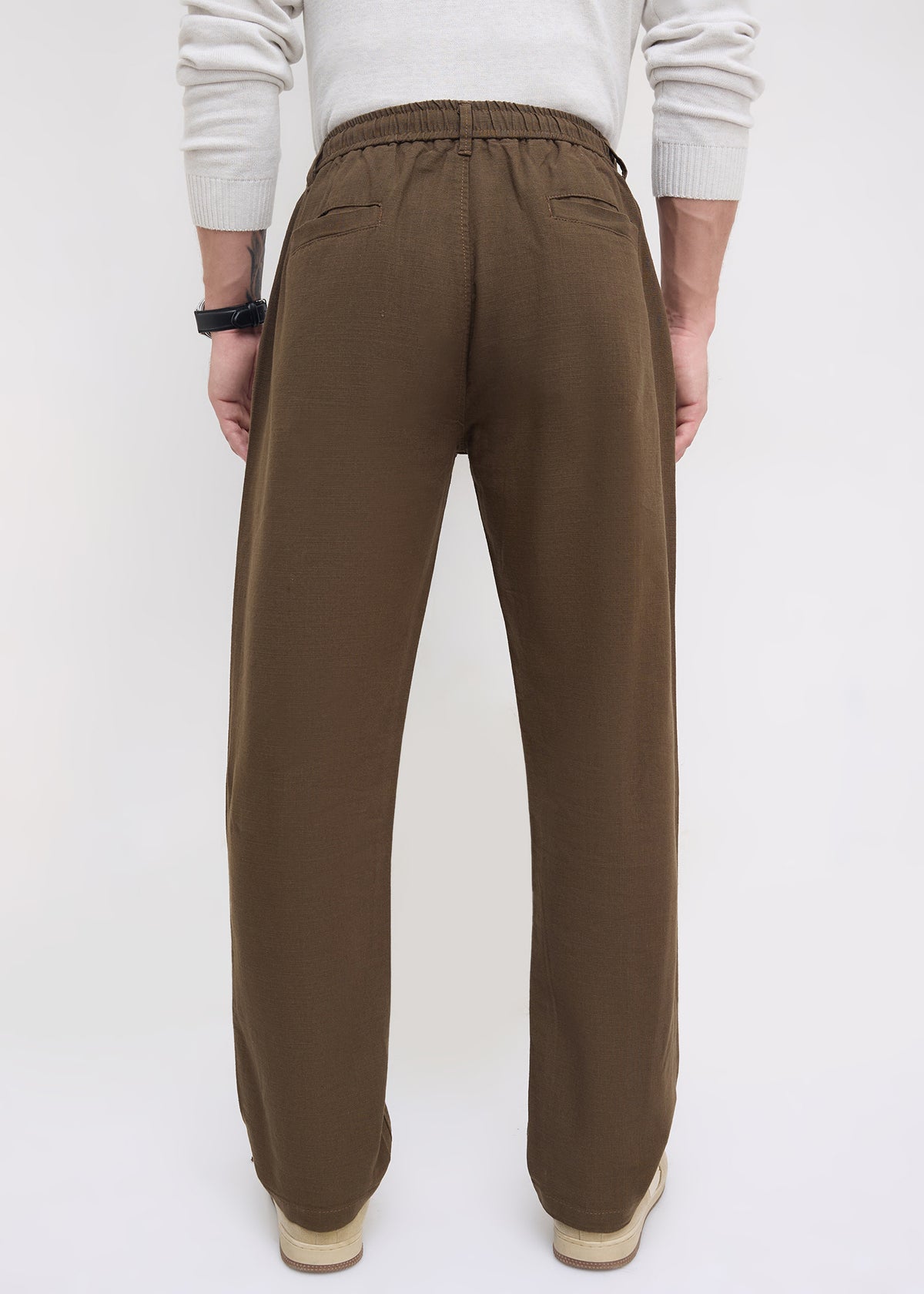 Malcom Linen Baggy Trouser: Wood
