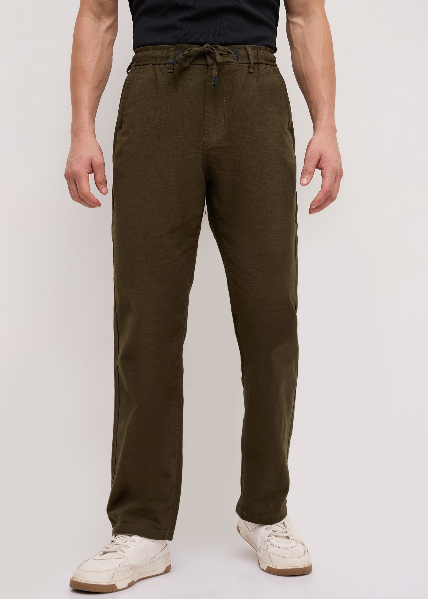 Malcom Linen Baggy Lower: Olive