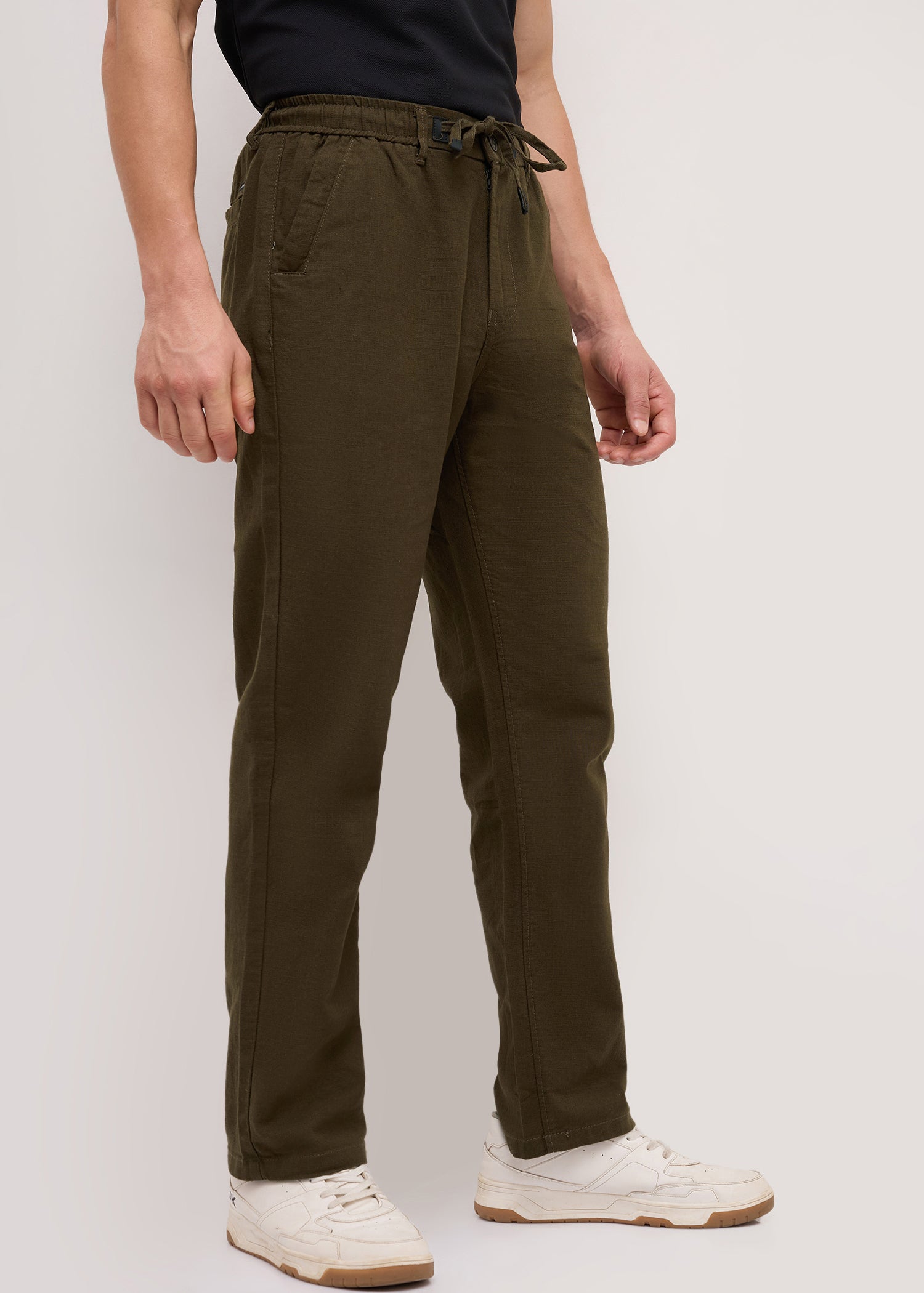 Malcom Linen Baggy Lower: Olive