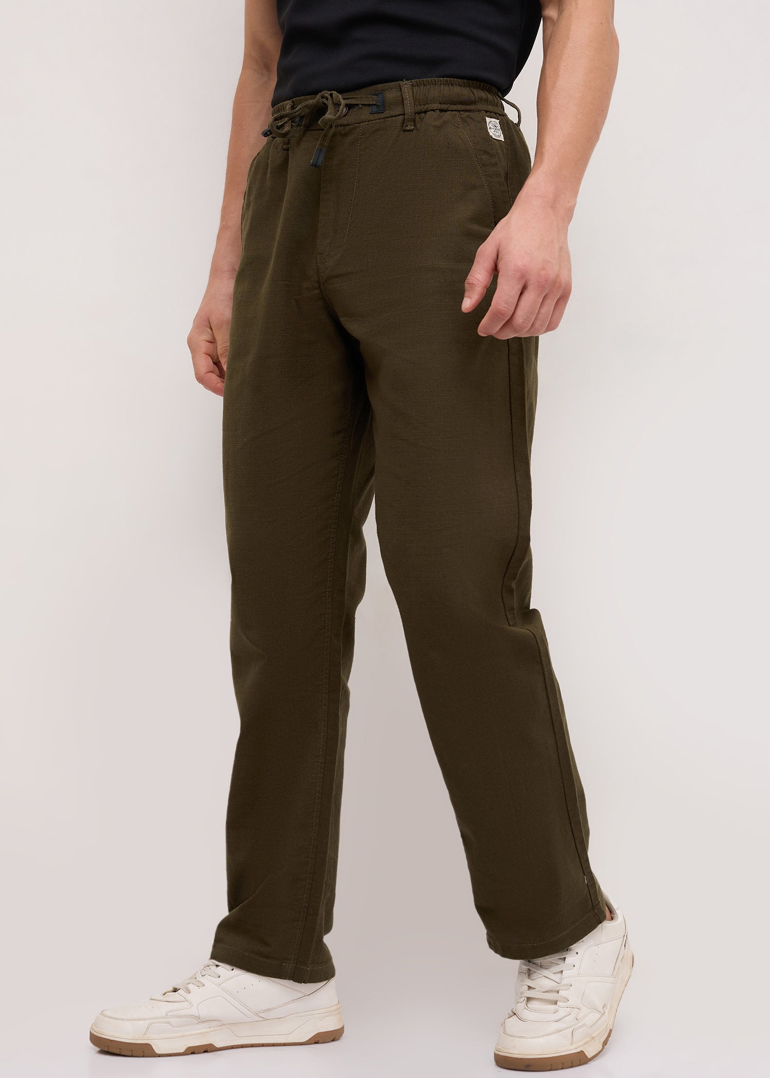 Malcom Linen Baggy Lower: Olive
