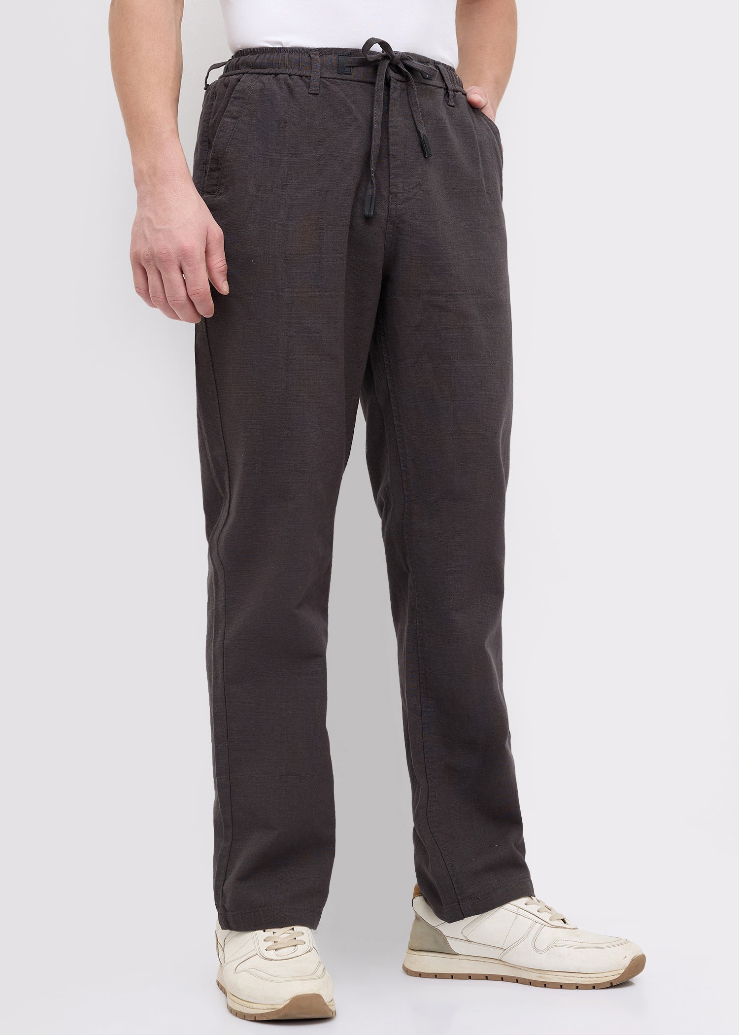 Malcom Linen Baggy Trouser: Dark Grey