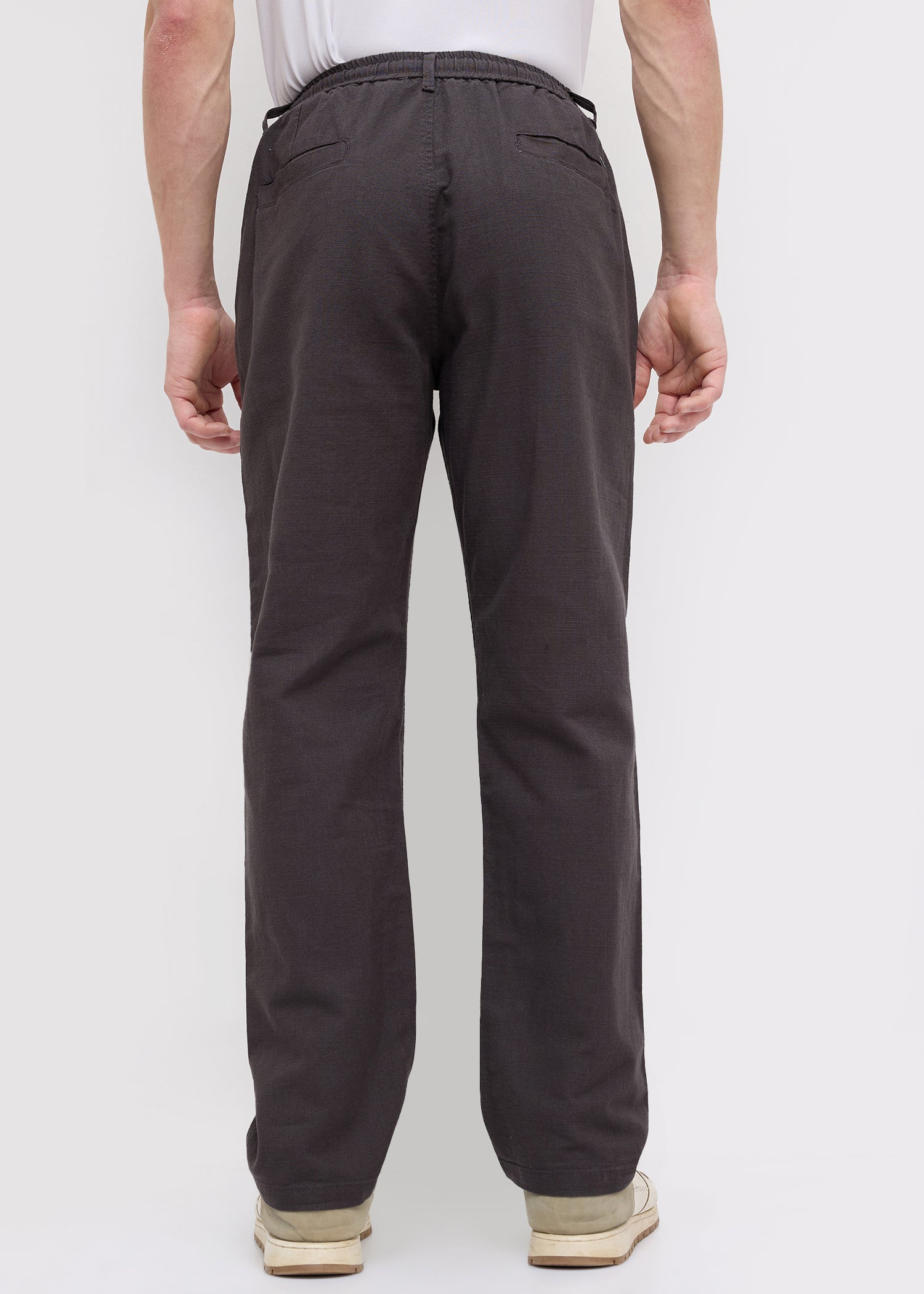 Malcom Linen Baggy Trouser: Dark Grey