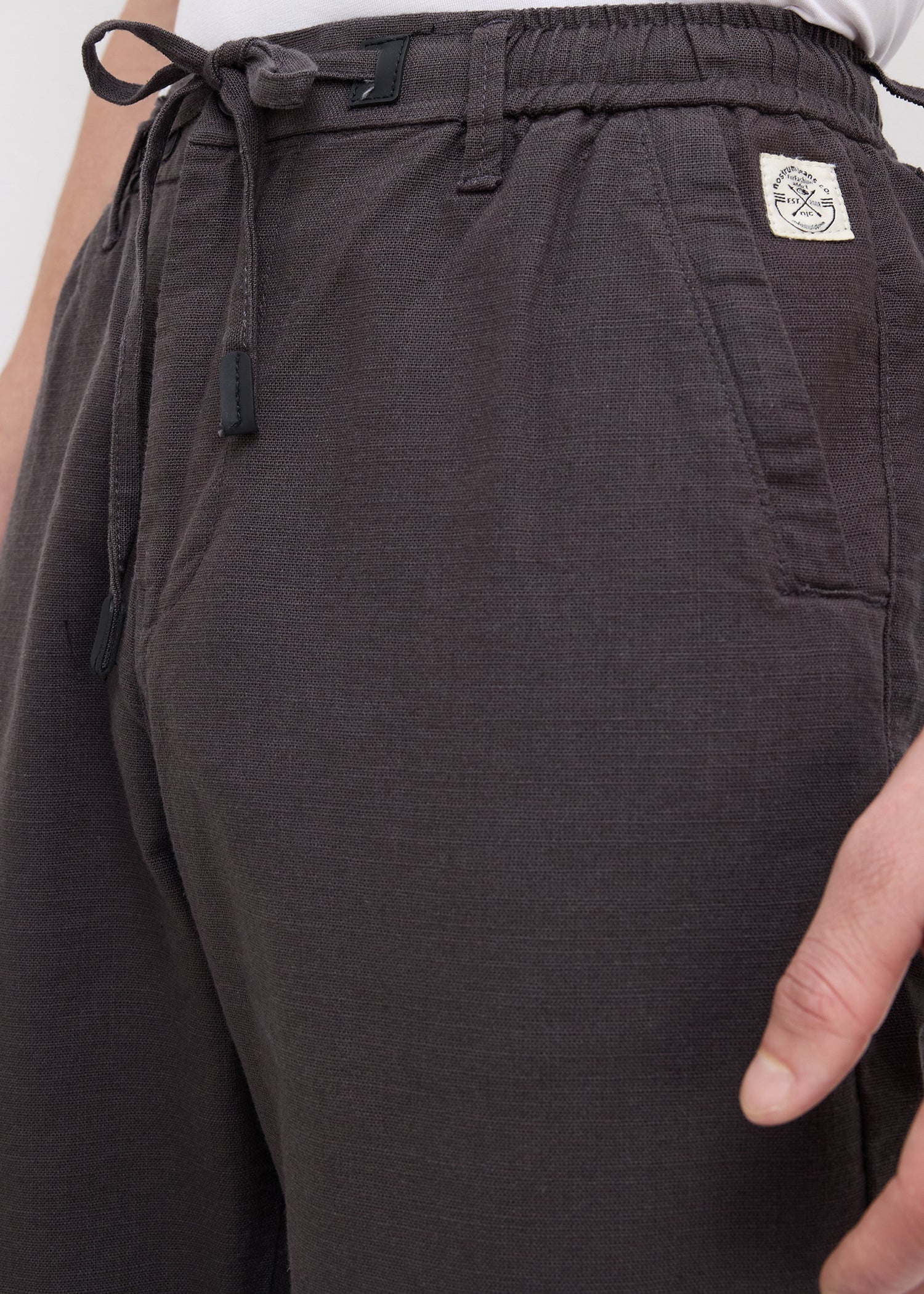 Malcom Linen Baggy Trouser: Dark Grey