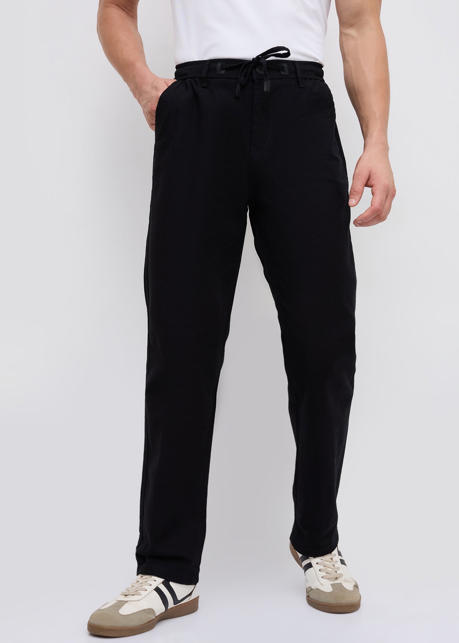 Malcom Linen Baggy Lower: Black