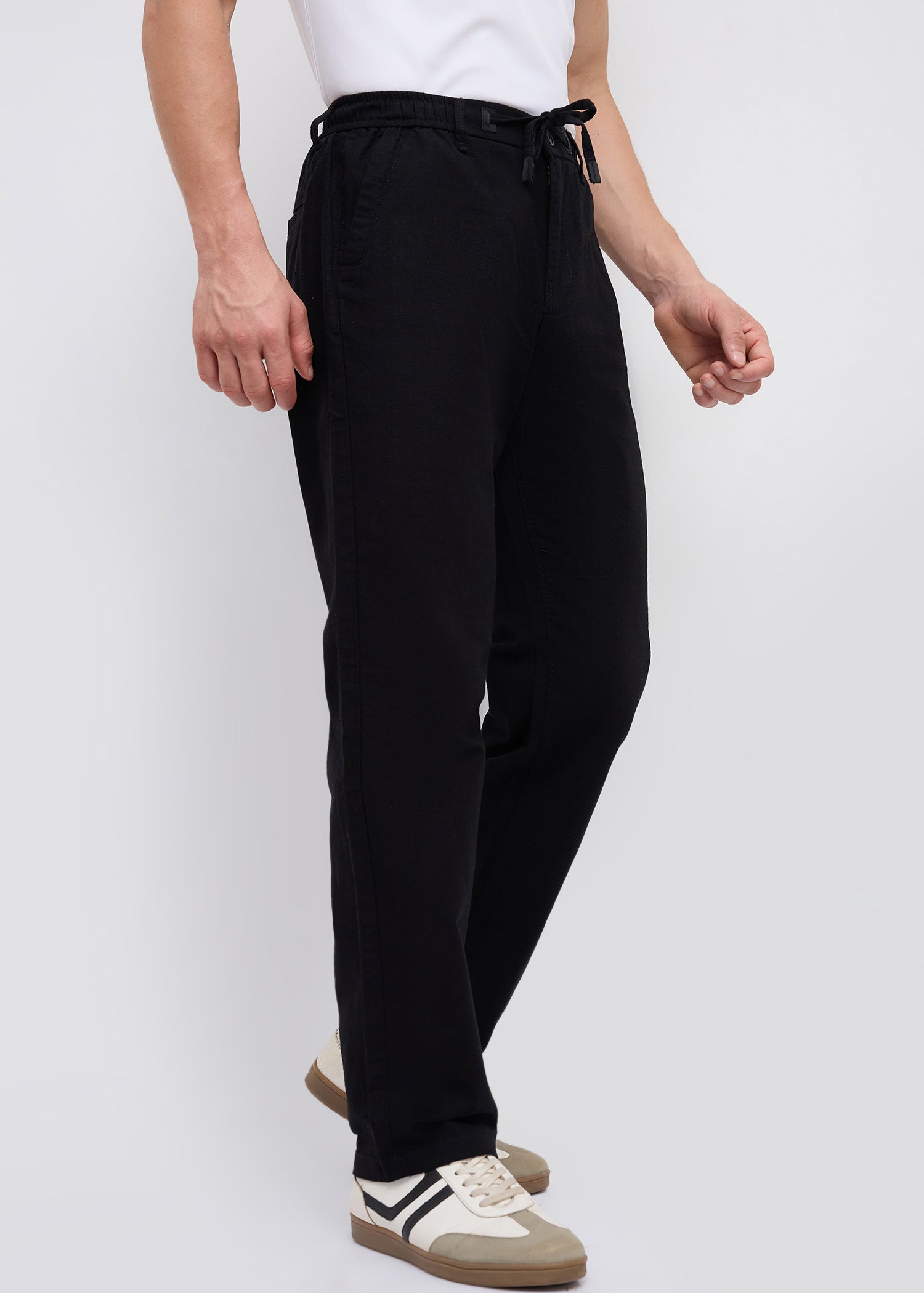 Malcom Linen Baggy Lower: Black