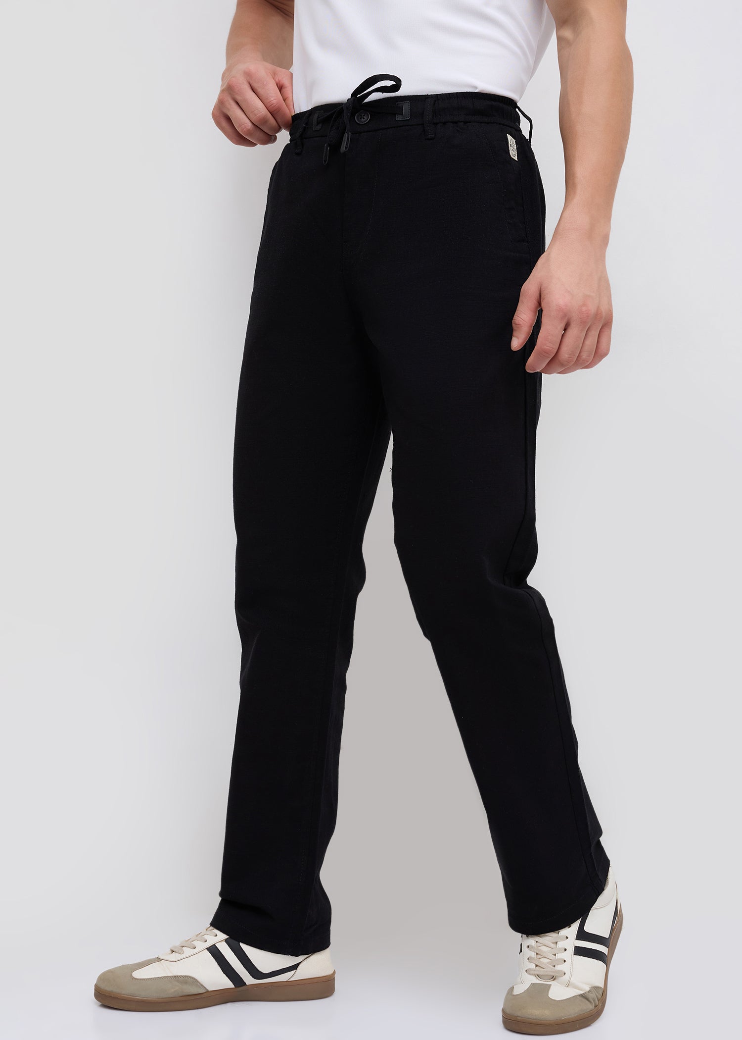 Malcom Linen Baggy Lower: Black