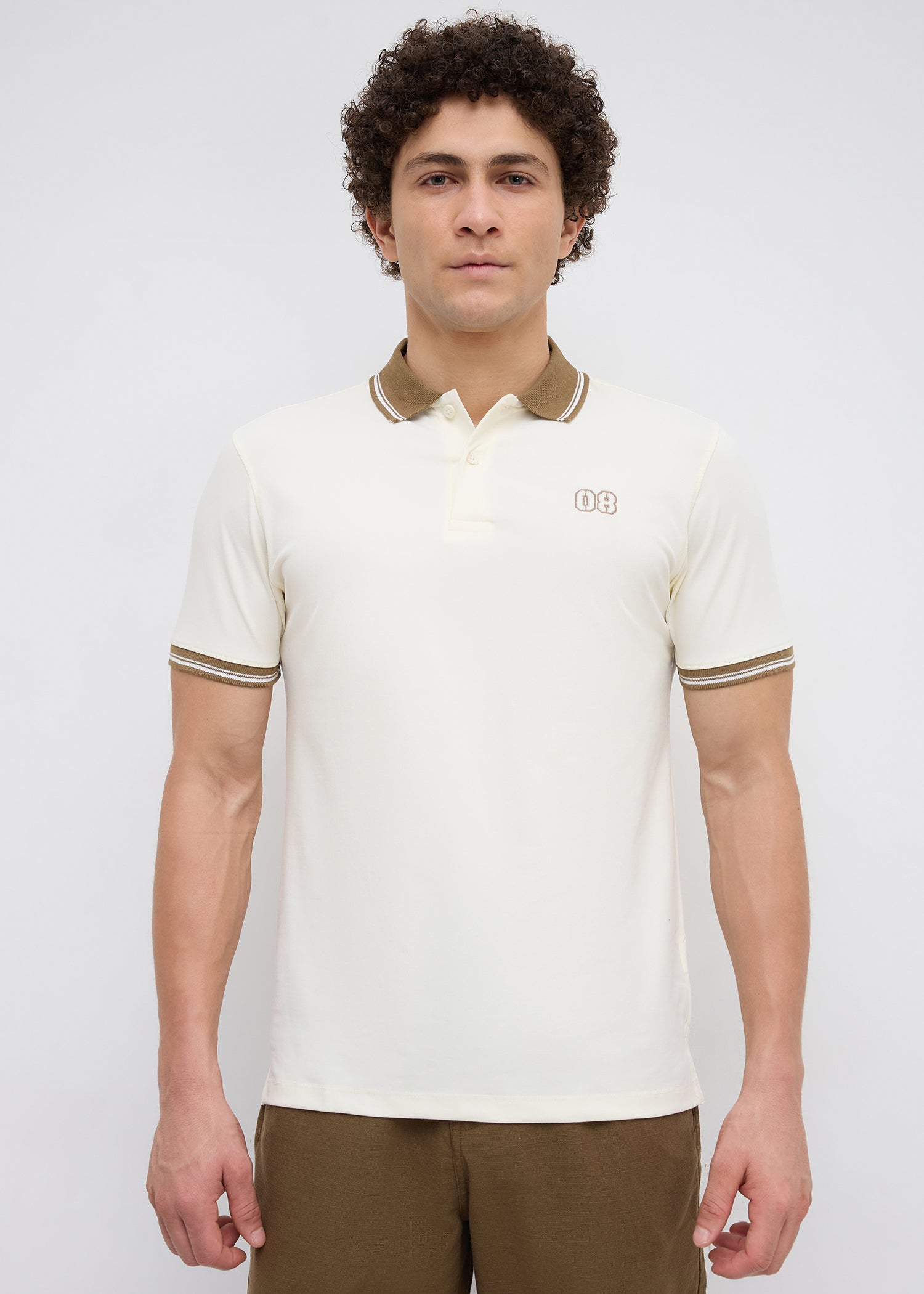 Endpoint Half Sleeve Polo: Offwhite