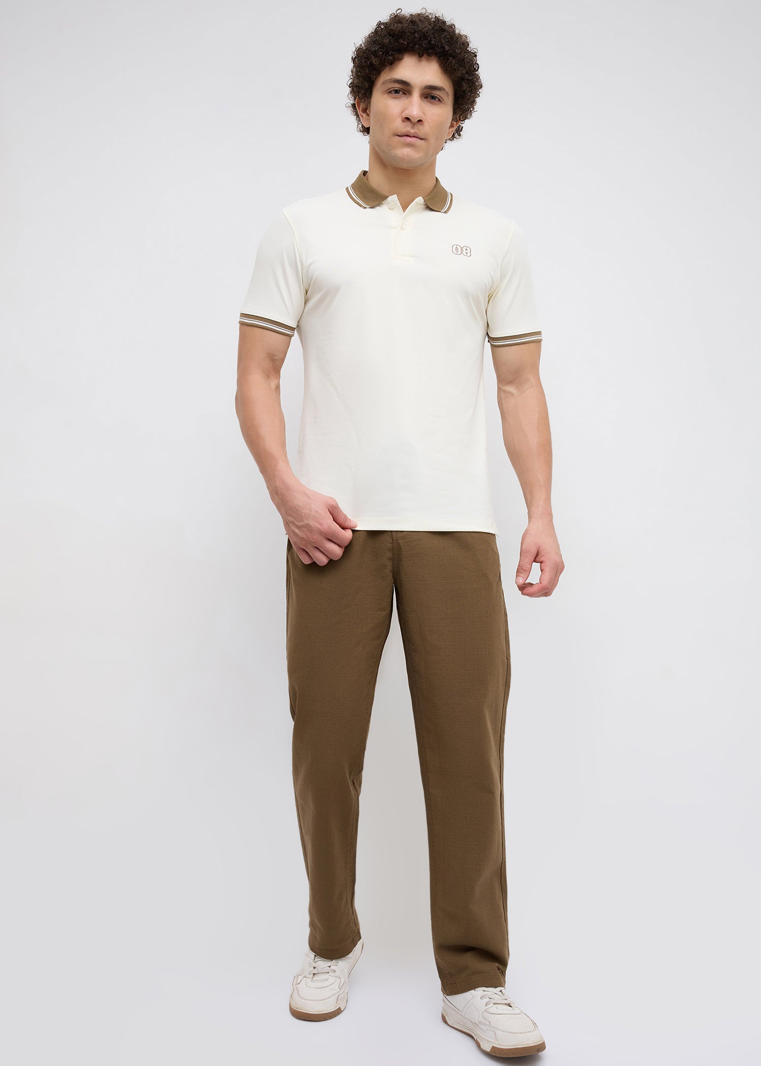Endpoint Half Sleeve Polo: Offwhite