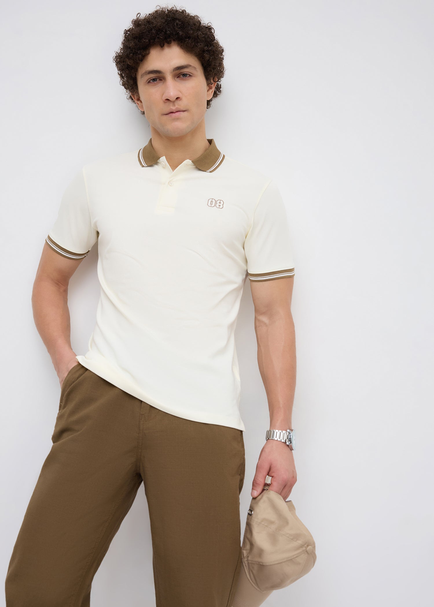 Endpoint Half Sleeve Polo: Offwhite