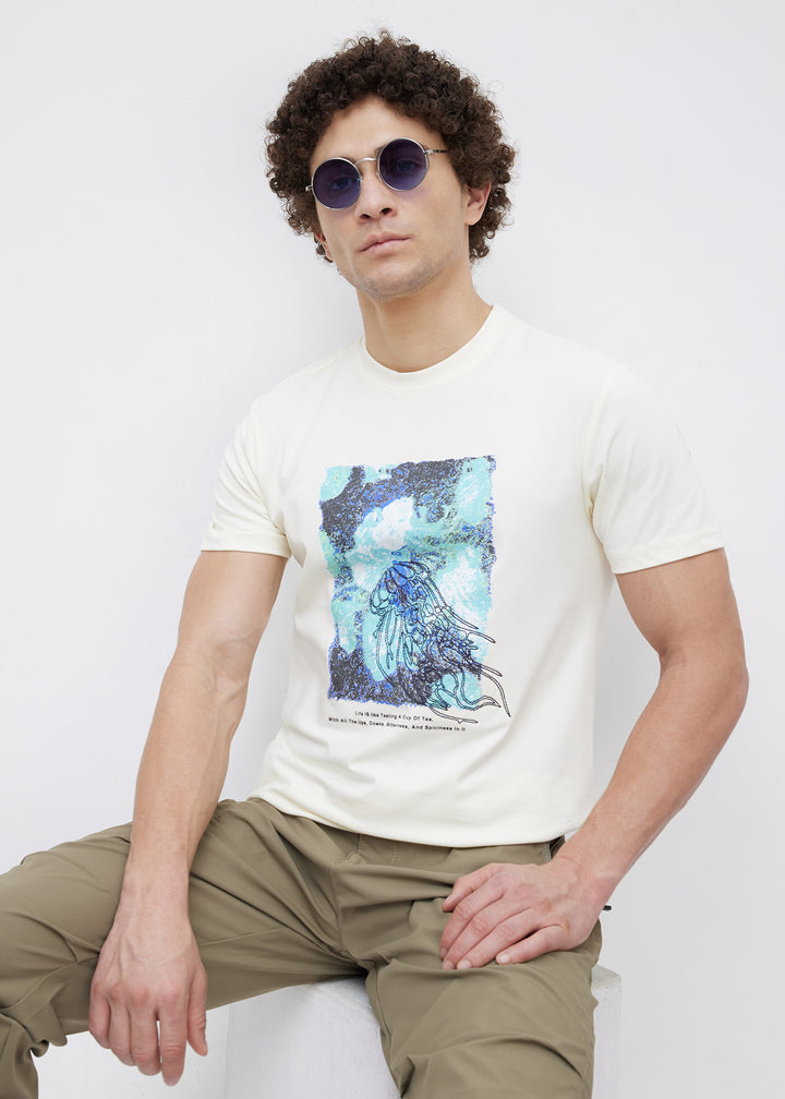 Sirem Graphic Print T-Shirt: Off-White