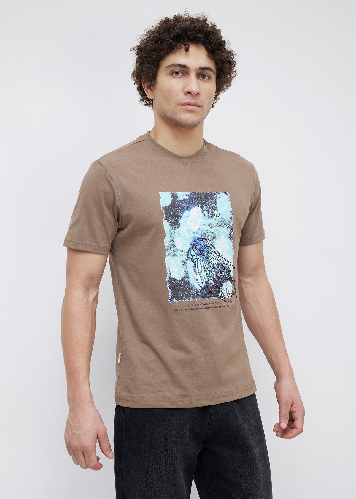 Sirem Graphic Print T-Shirt: Tan