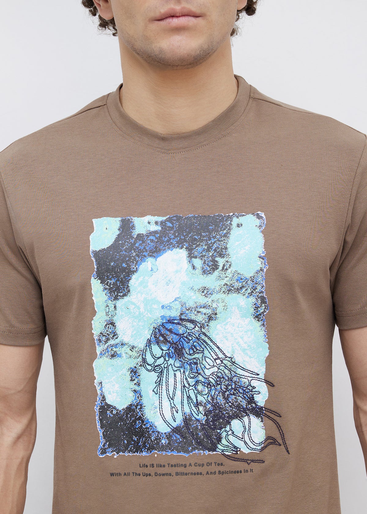 Sirem Graphic Print T-Shirt: Tan