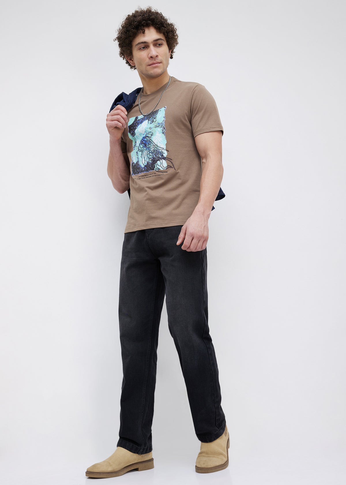 Sirem Graphic Print T-Shirt: Tan