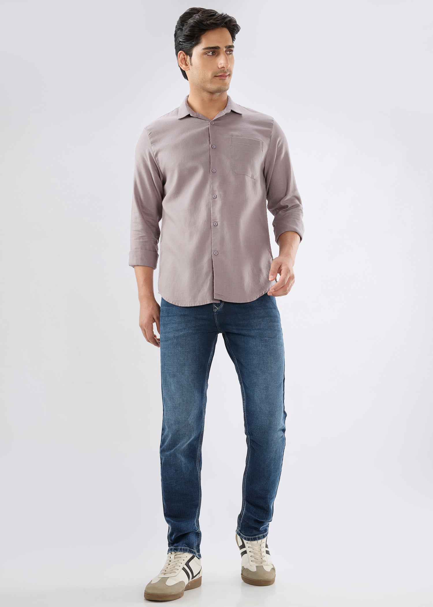 Keen Solid Full Sleeve Shirt: Grey
