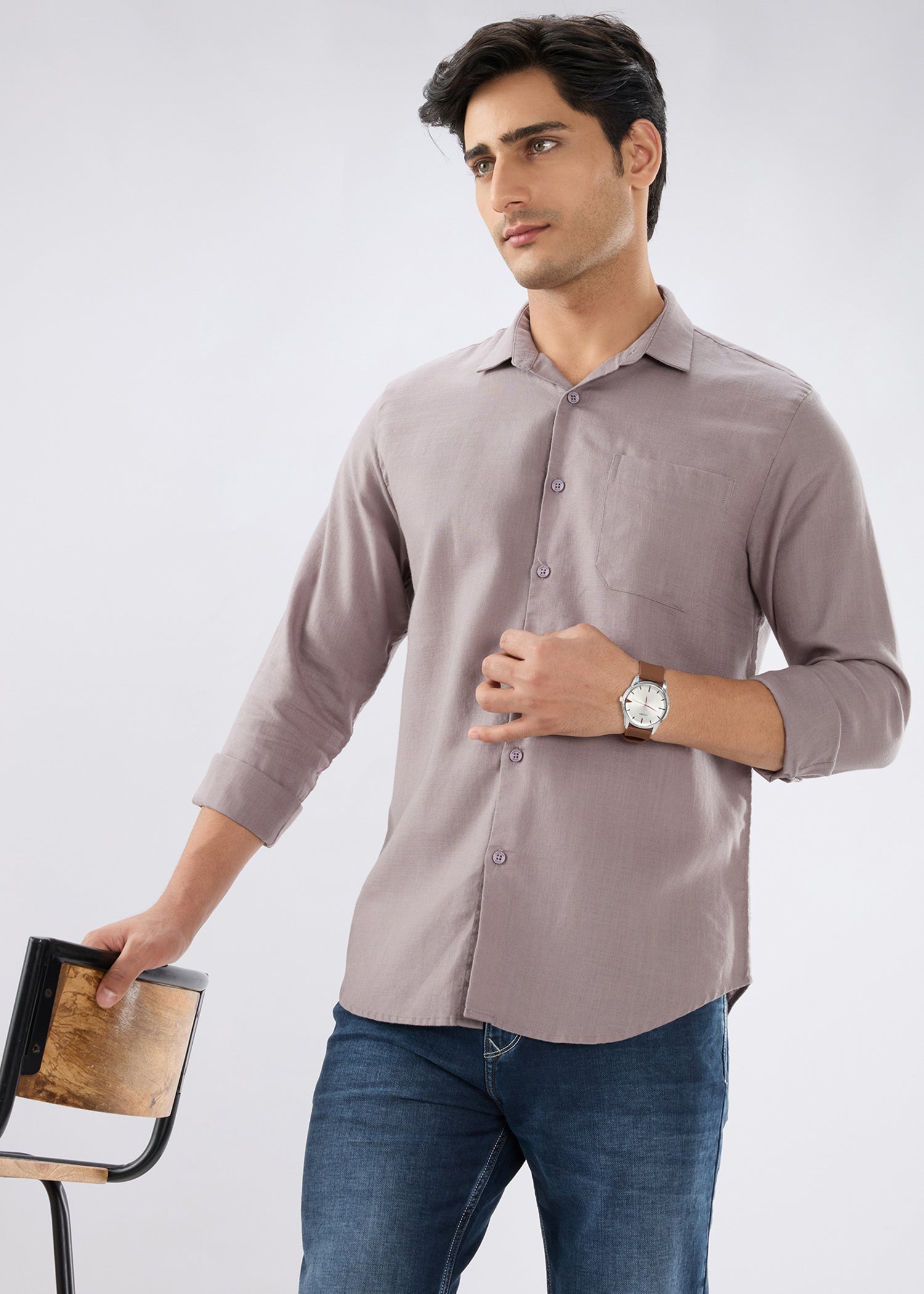 Keen Solid Full Sleeve Shirt: Grey