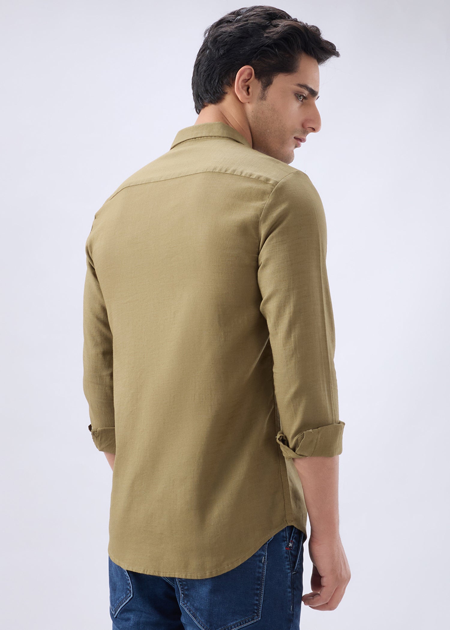 Keen Solid Full Sleeve Shirt: Mehndi